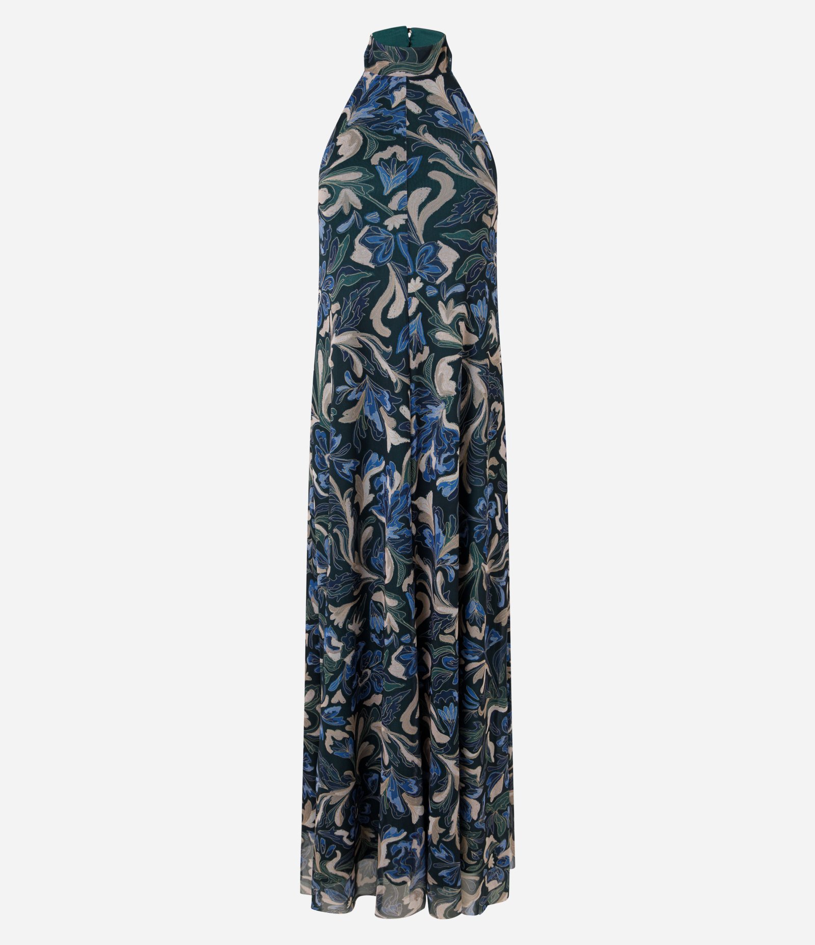 Vestido em Tule com Gola Halter Neck e Estampa Abstrata Multicores 1