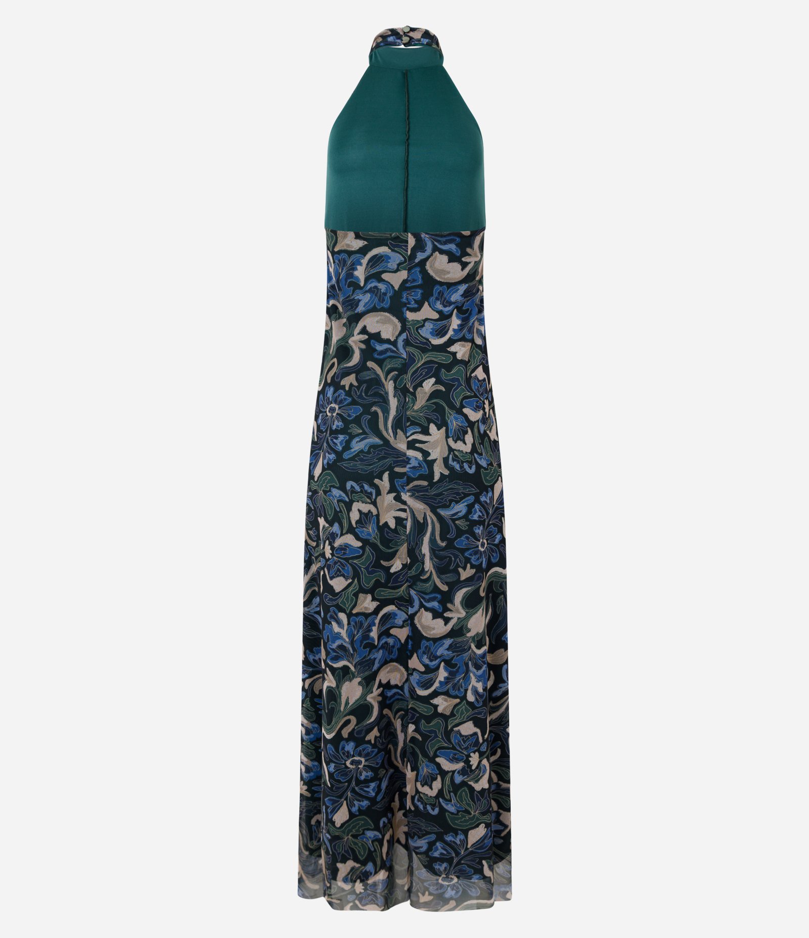 Vestido em Tule com Gola Halter Neck e Estampa Abstrata Multicores 2