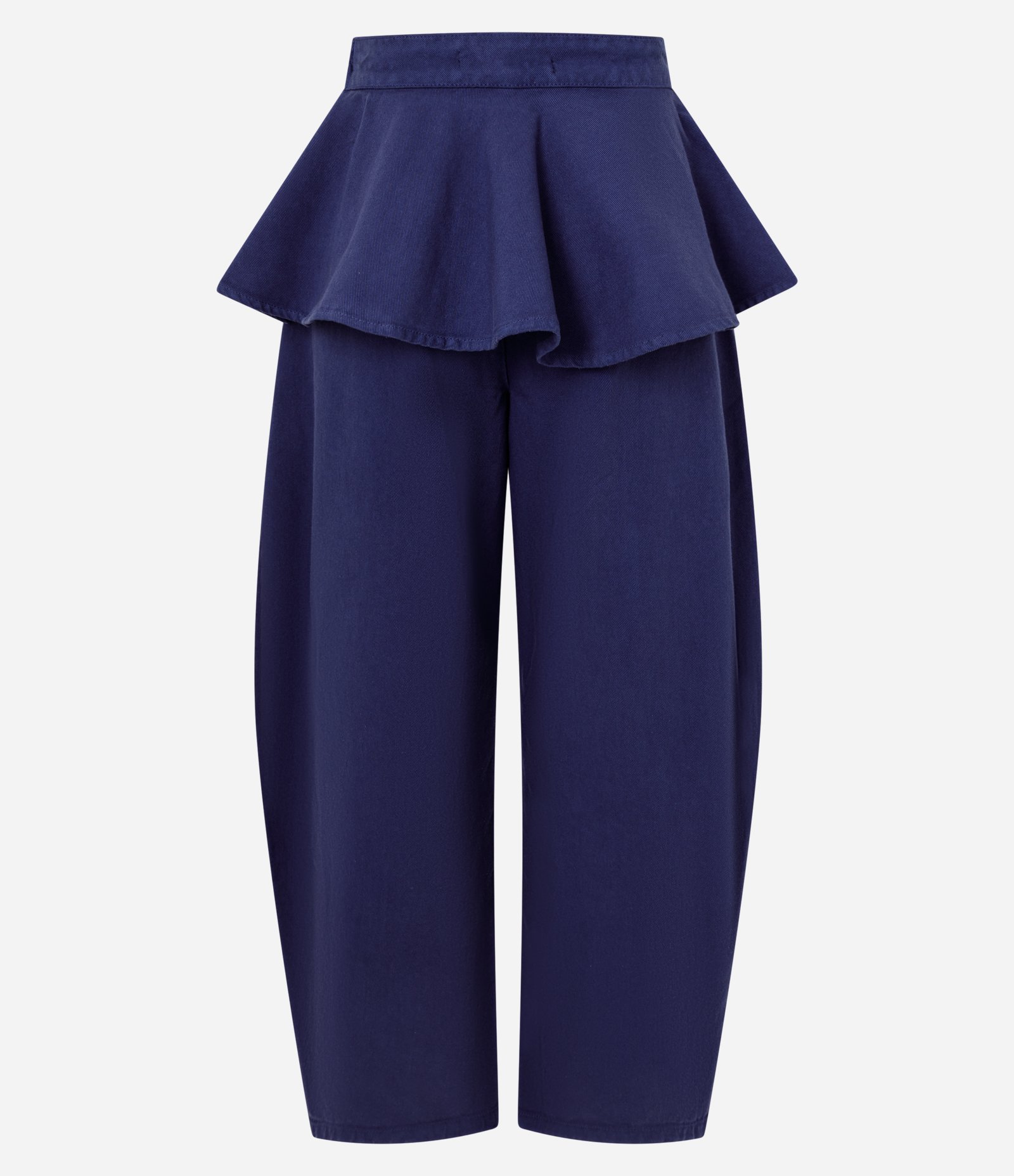 Calça Barrel em Sarja com Peplum Sobreposto e Cintura Alta Azul 2