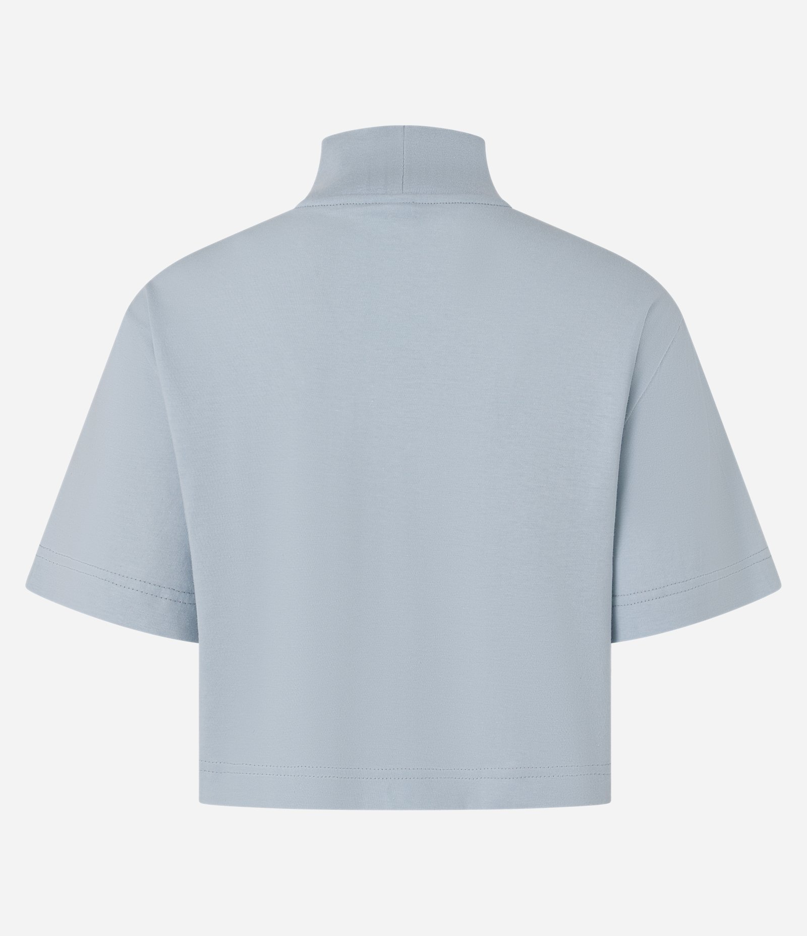 Blusa Cropped com Manga Ampla e Gola Alta Azul 6