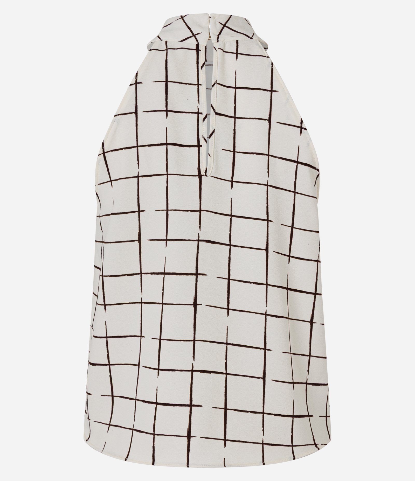 Blusa Halter Neck Estampada com Decote Alto Branco 2