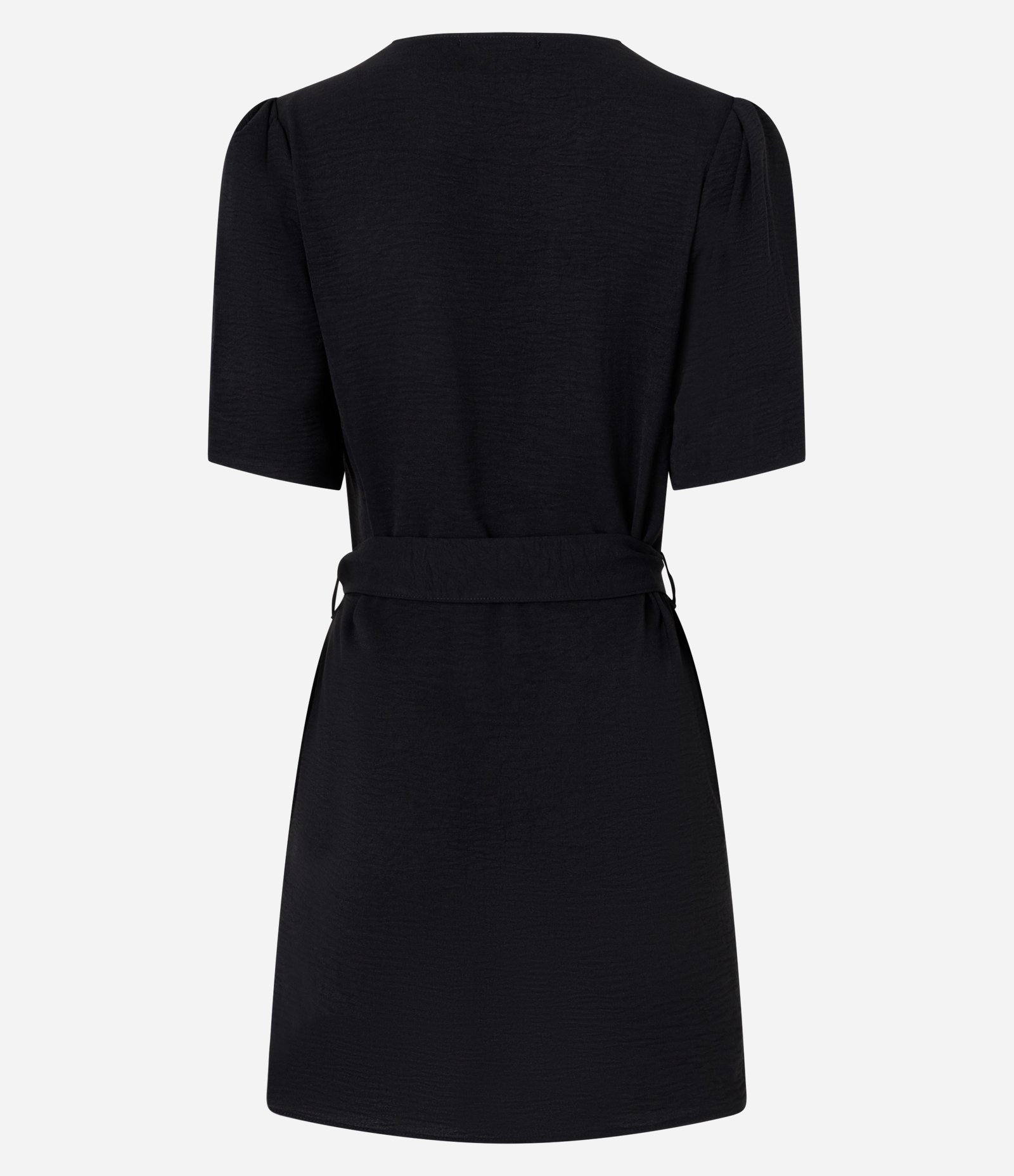 Vestido com Decote V e Faixa para Amarração Preto 2