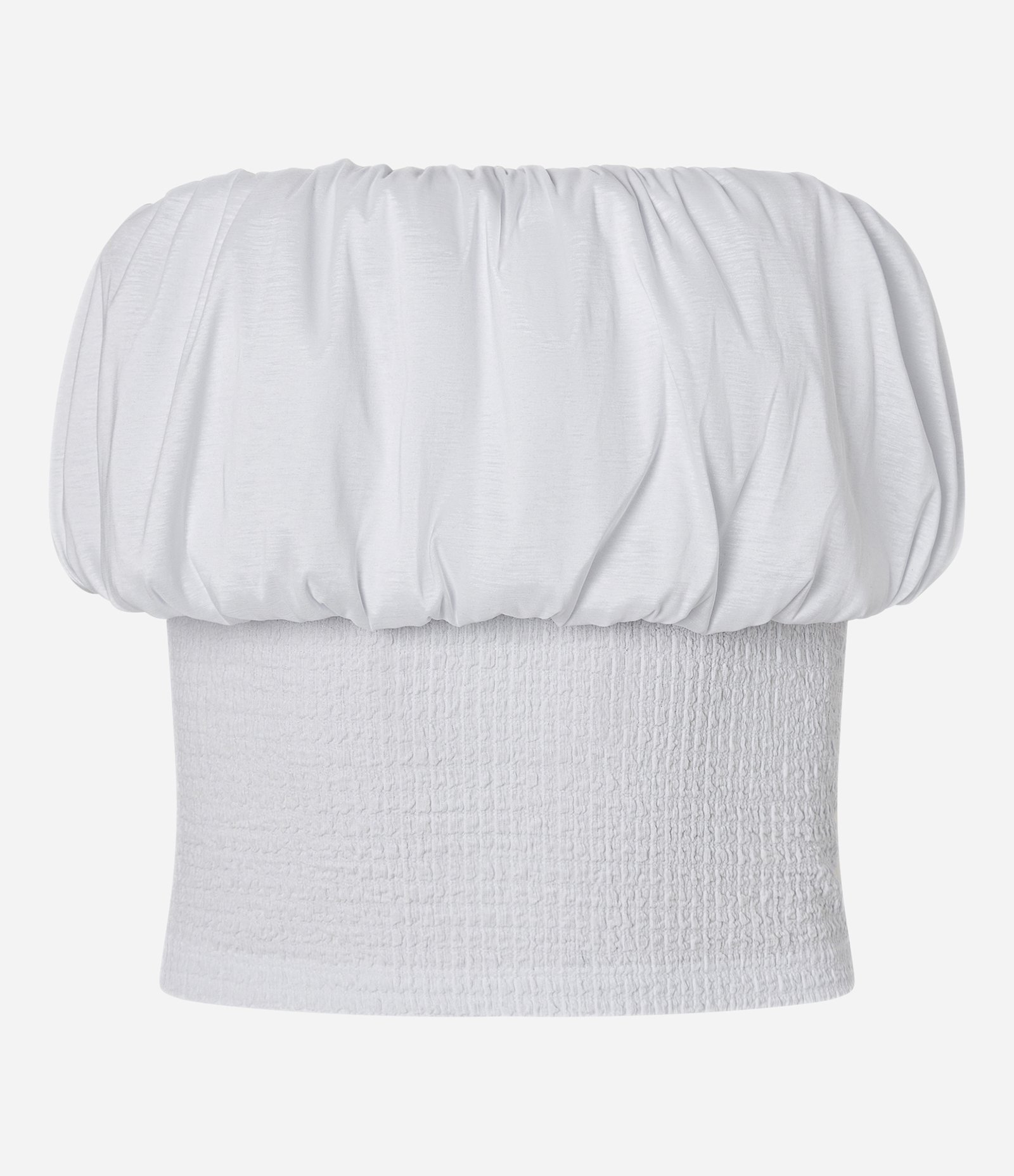 Blusa Tomara que Caia com Decote Balonê e Textura Franzida Branco 5