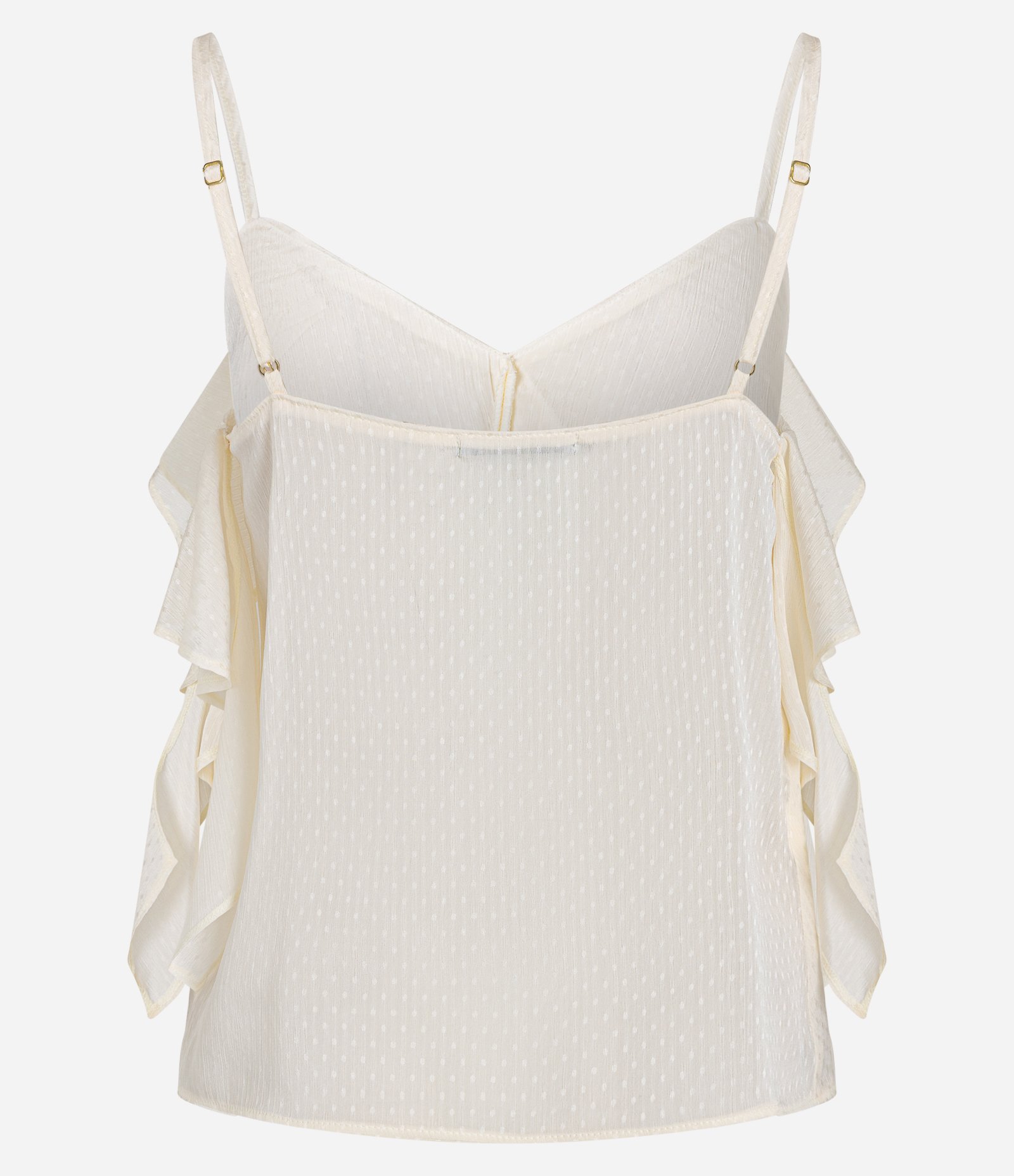 Blusa em Chiffon com Babados e Alças Finas Off White 2