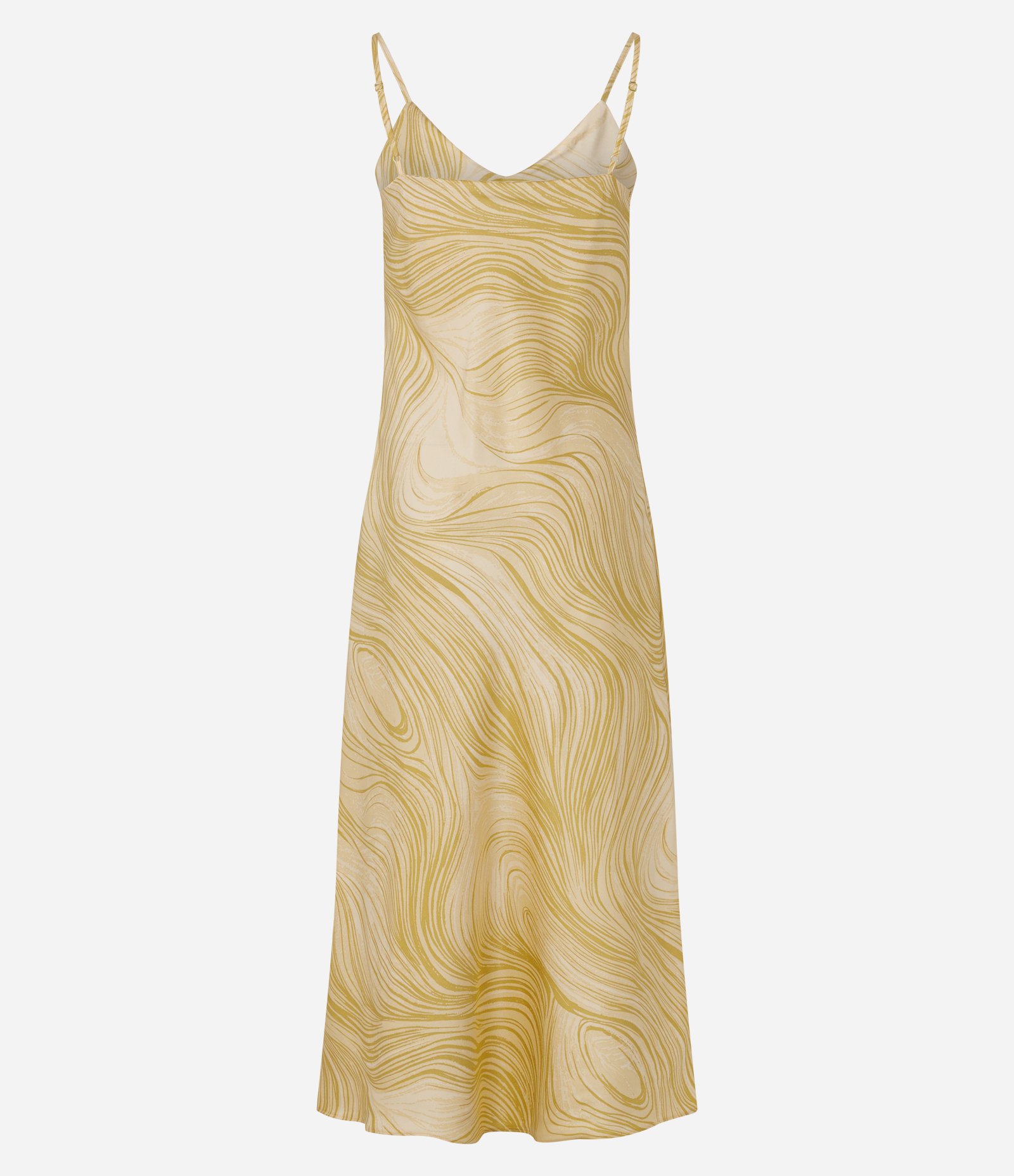 Vestido Midi Slip com Alças Finas e Estampa Abstrata Bege 2