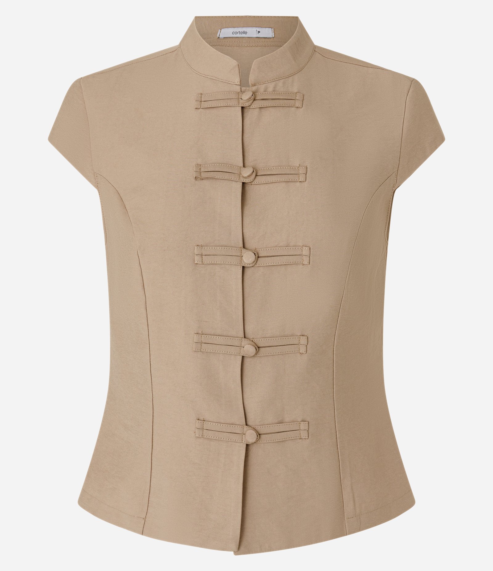 Blusa em Viscose Fechamento Estilo Oriental Bege 1