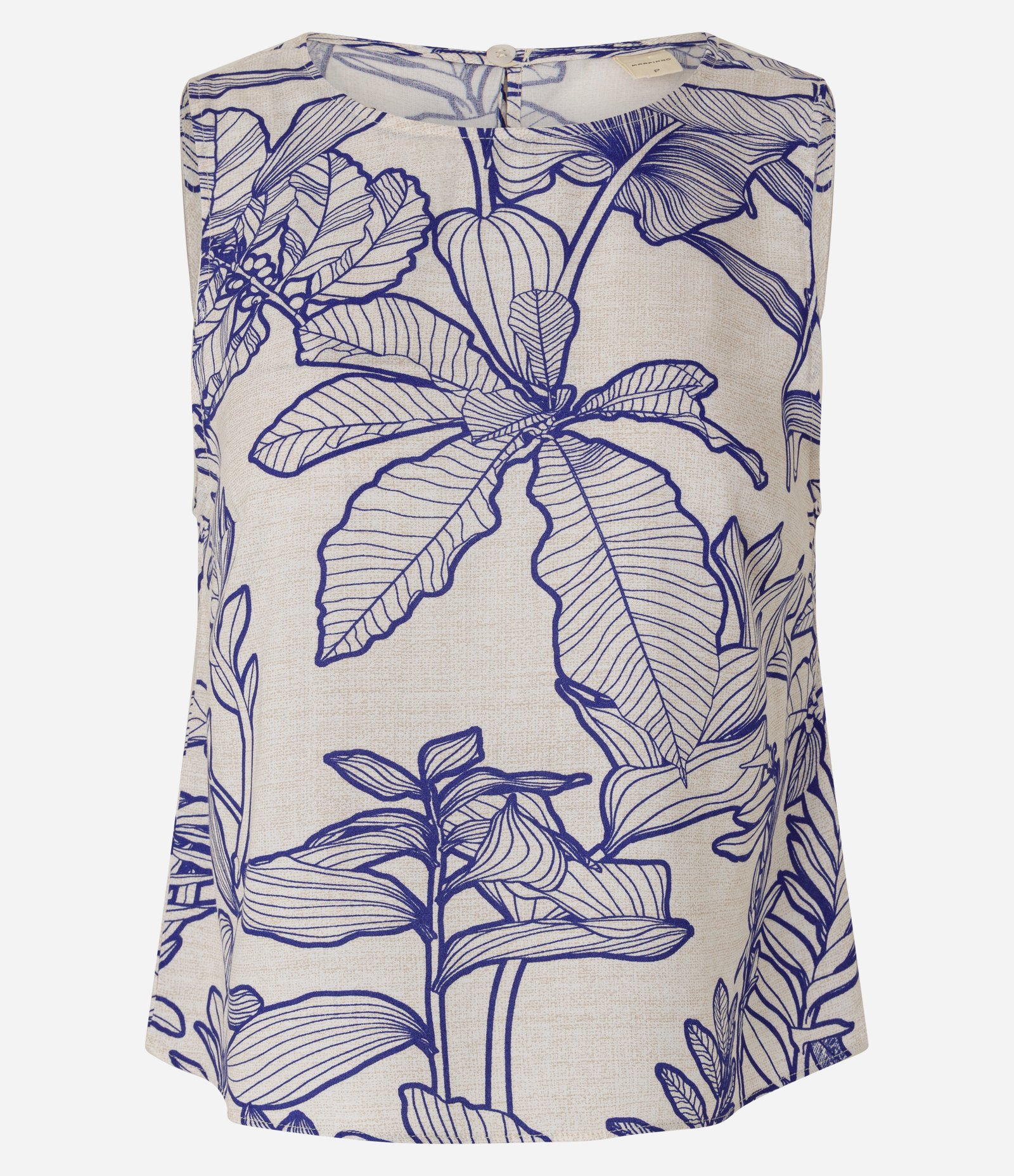 Blusa em Viscose com Estampa de Folhagens e Recorte nas Costas Azul 1