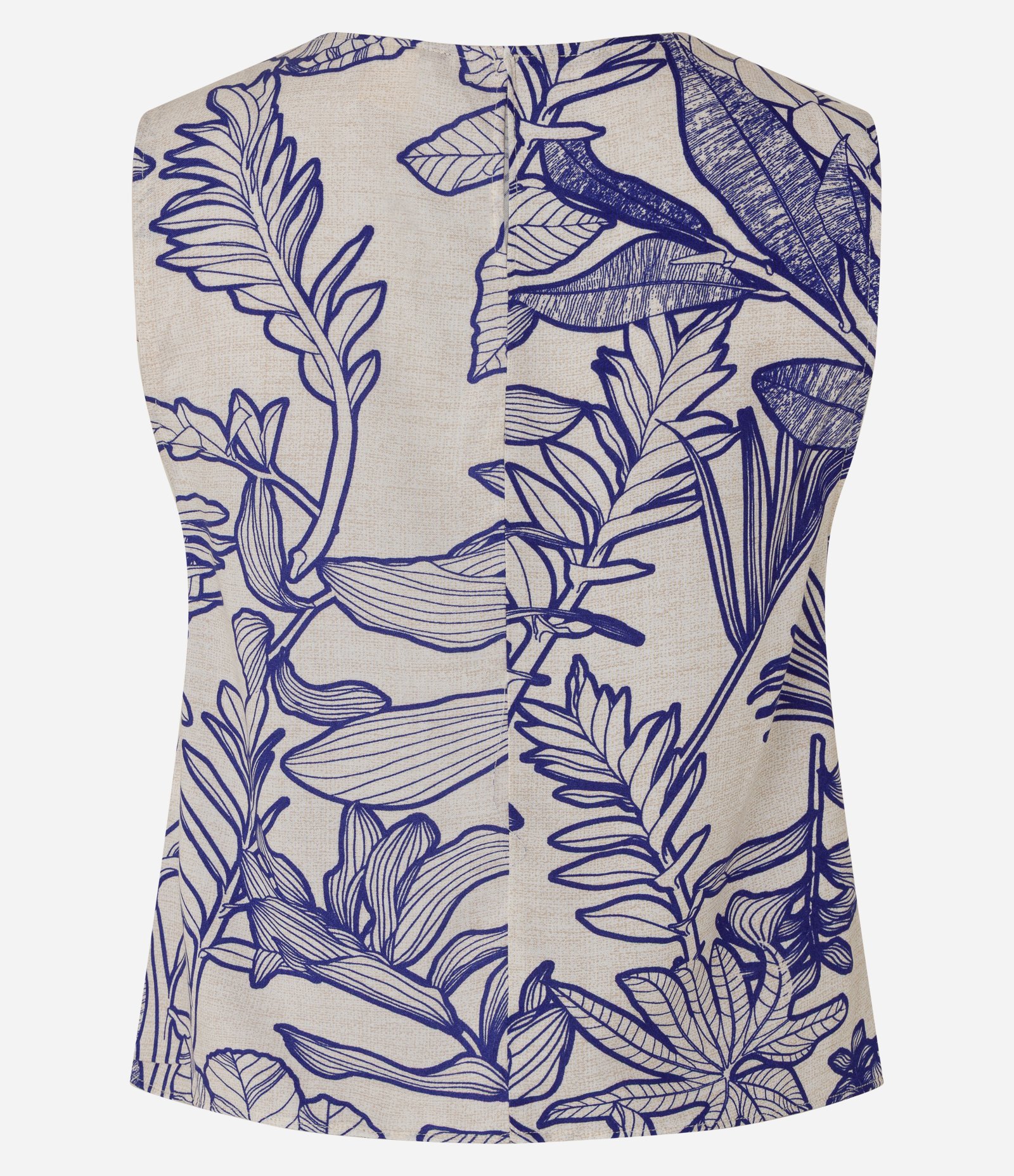 Blusa em Viscose com Estampa de Folhagens e Recorte nas Costas Azul 2
