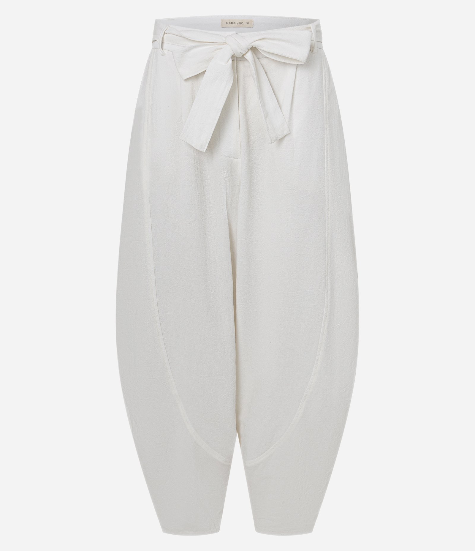 Calça Balloon com Transparência Leve e Faixa para Amarração Branco 5