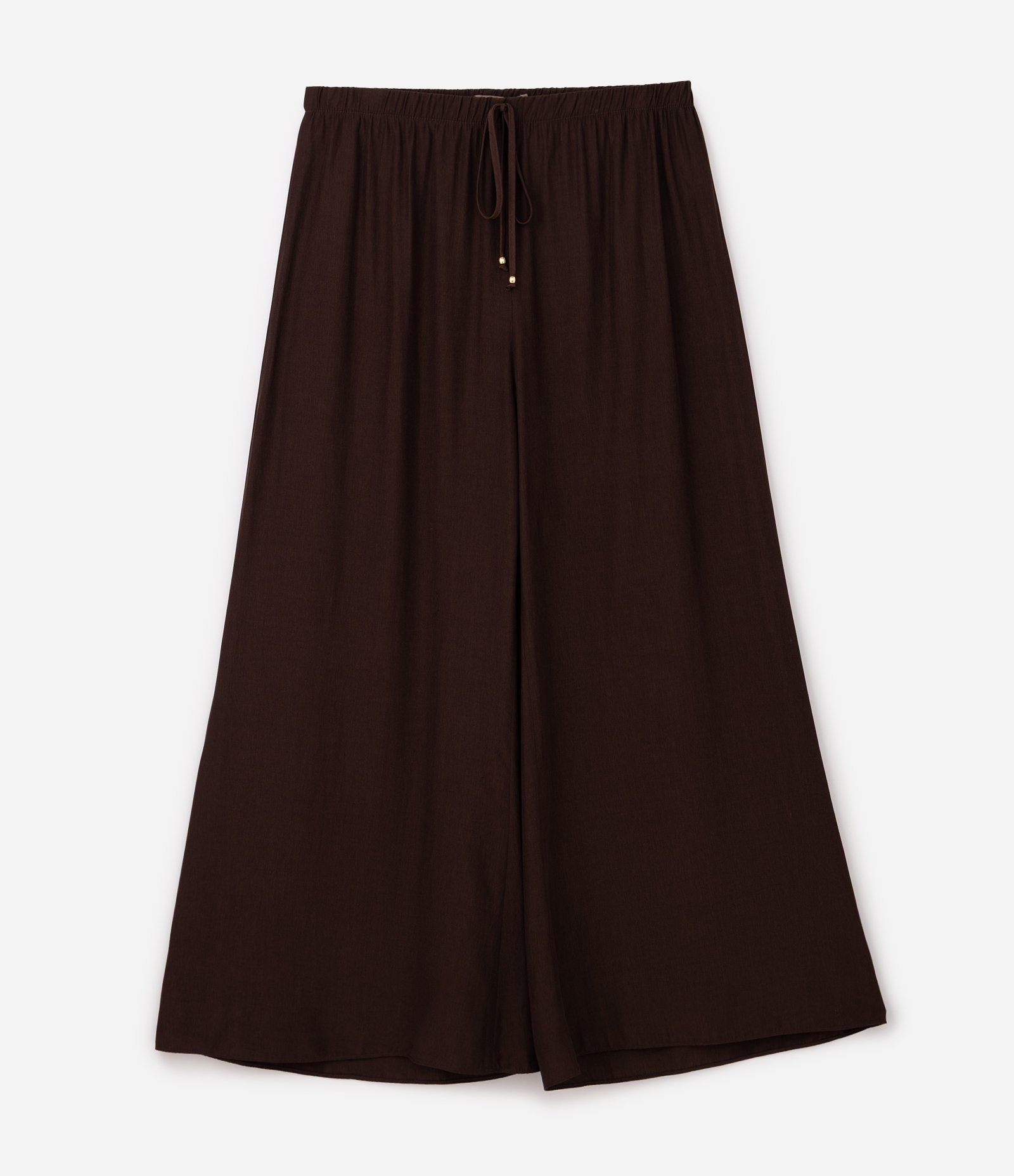 Calça Pantalona em Viscose com Cós Elástico Curve & Plus Size Marrom 5