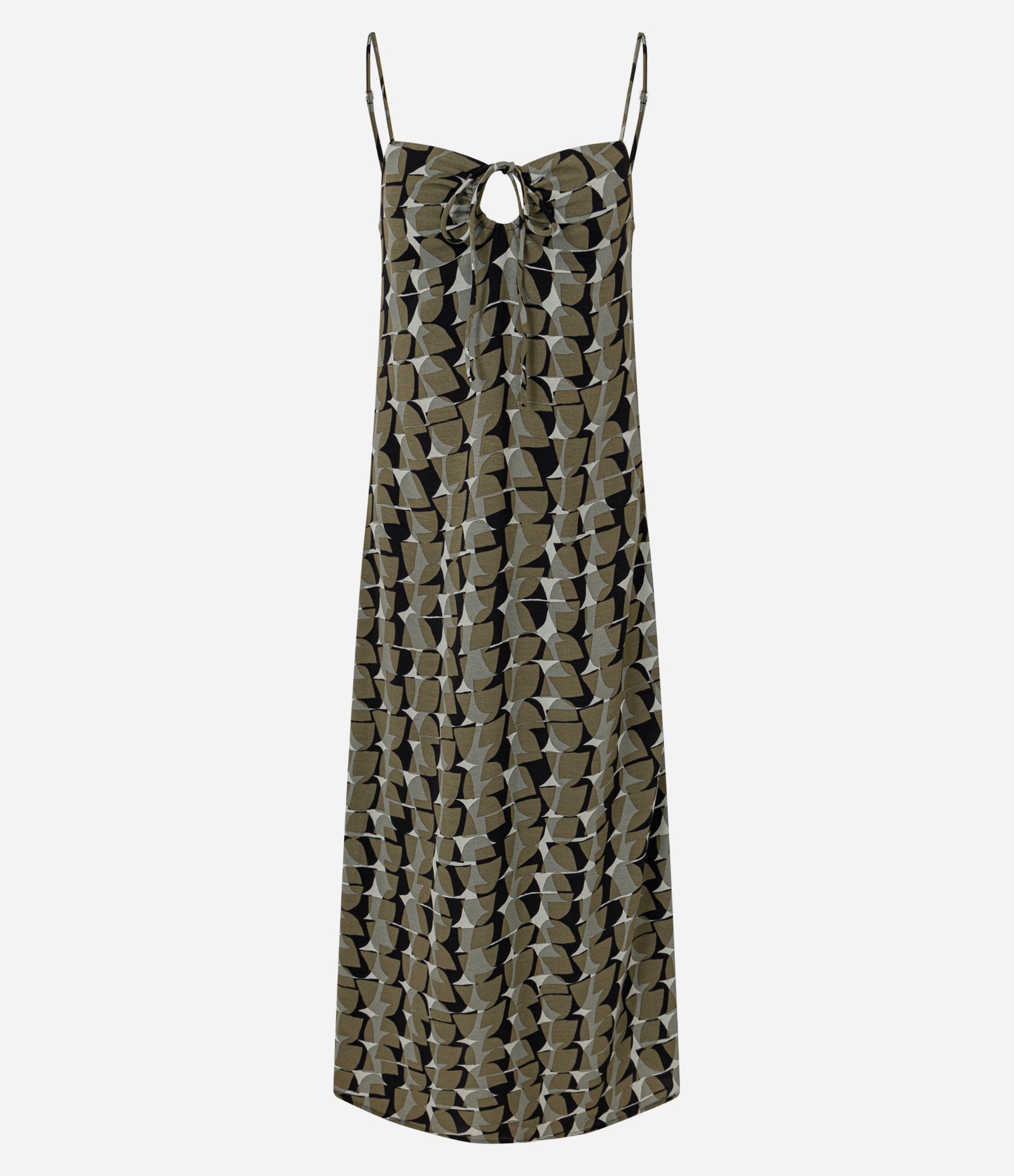 Vestido Midi com Estampa Abstrata e Decote Coração Multicores 1