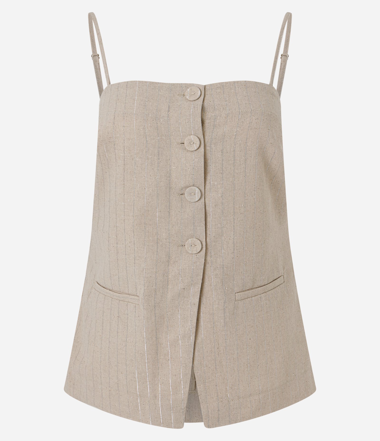 Blusa com Brilho e Abotoamento Frontal Bege 5
