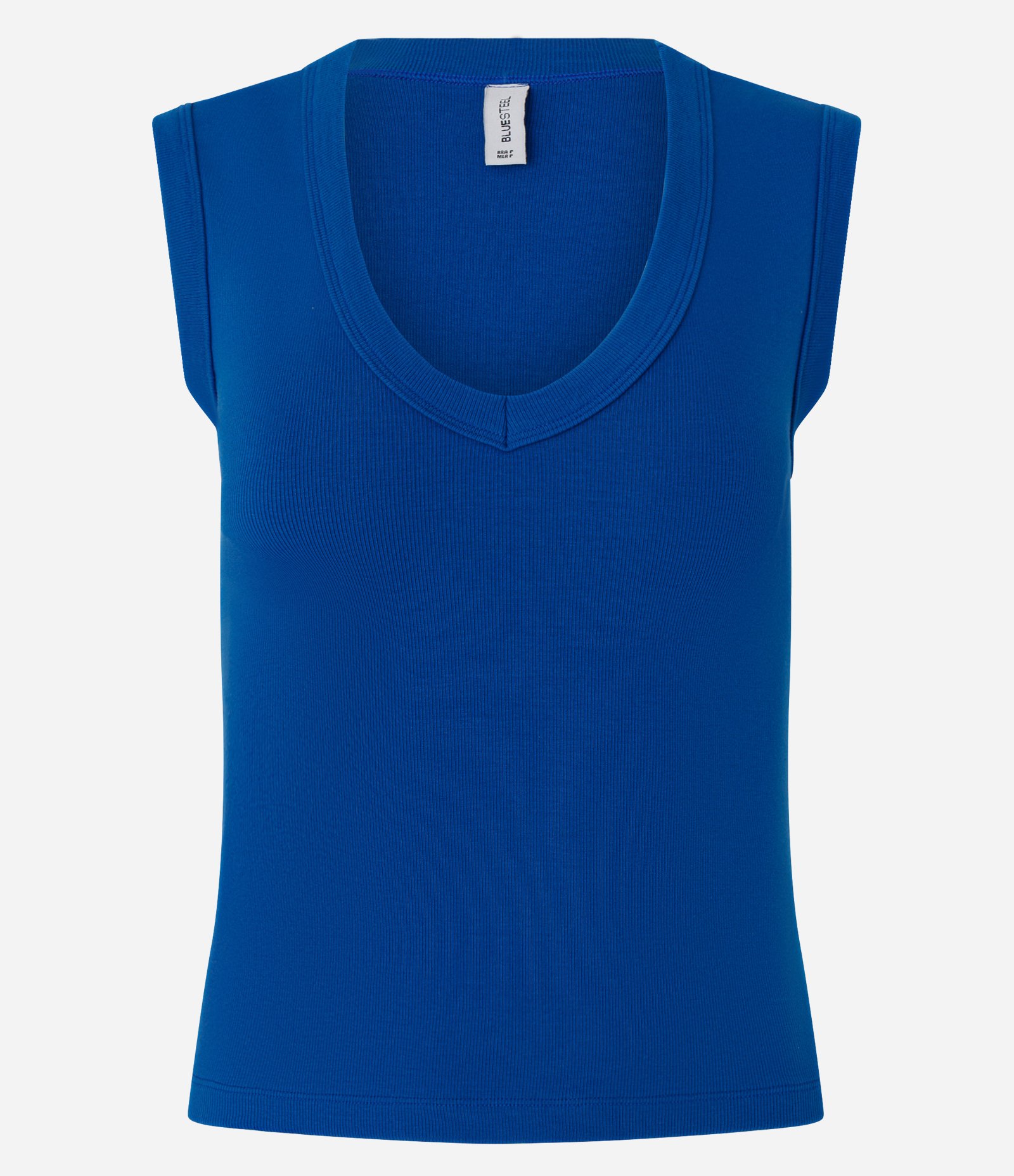 Blusa em Ribana com Decote V Azul 1