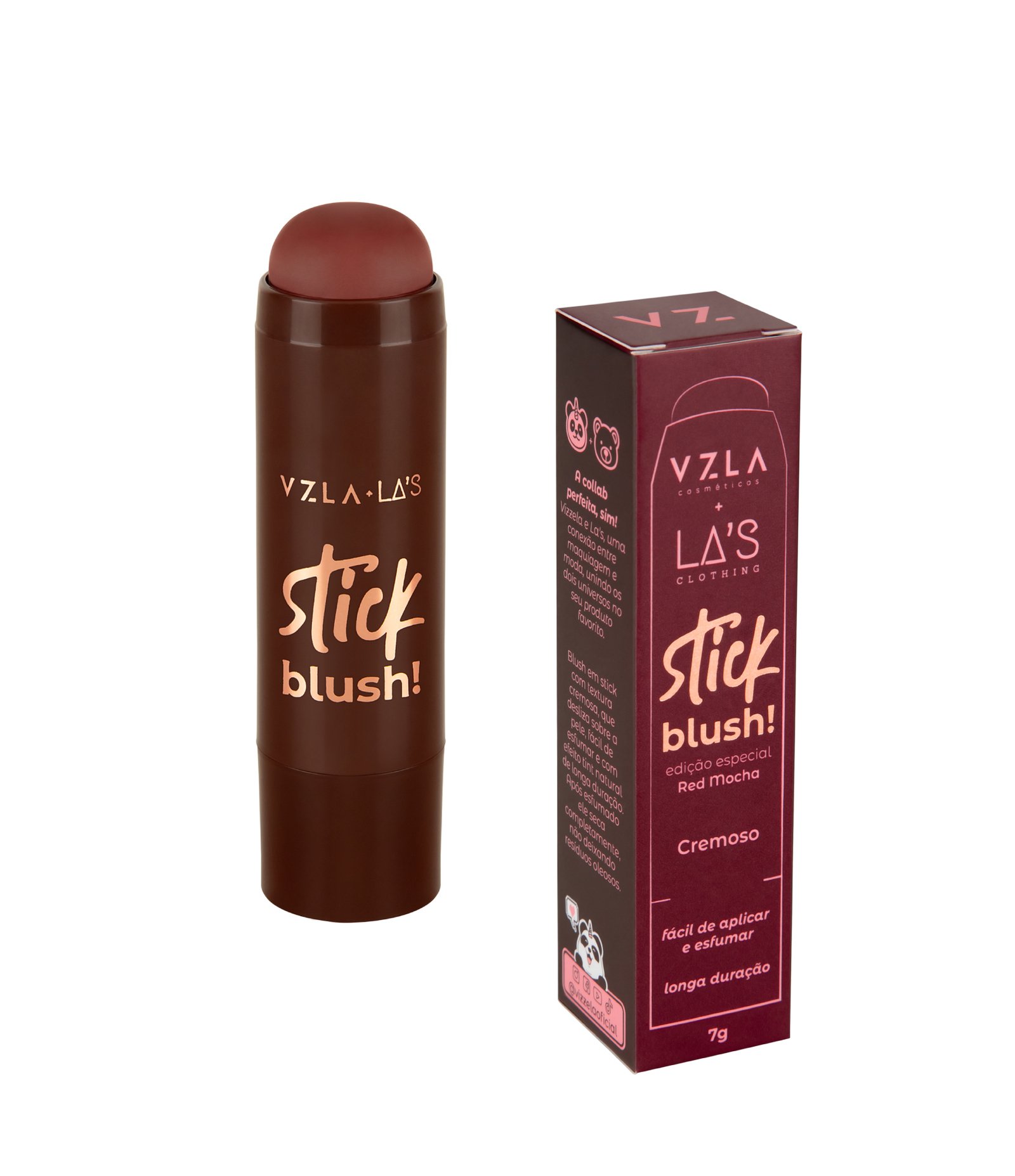 Blush Stick Red Mocha da Vizzela + La's Marrom Escuro 2