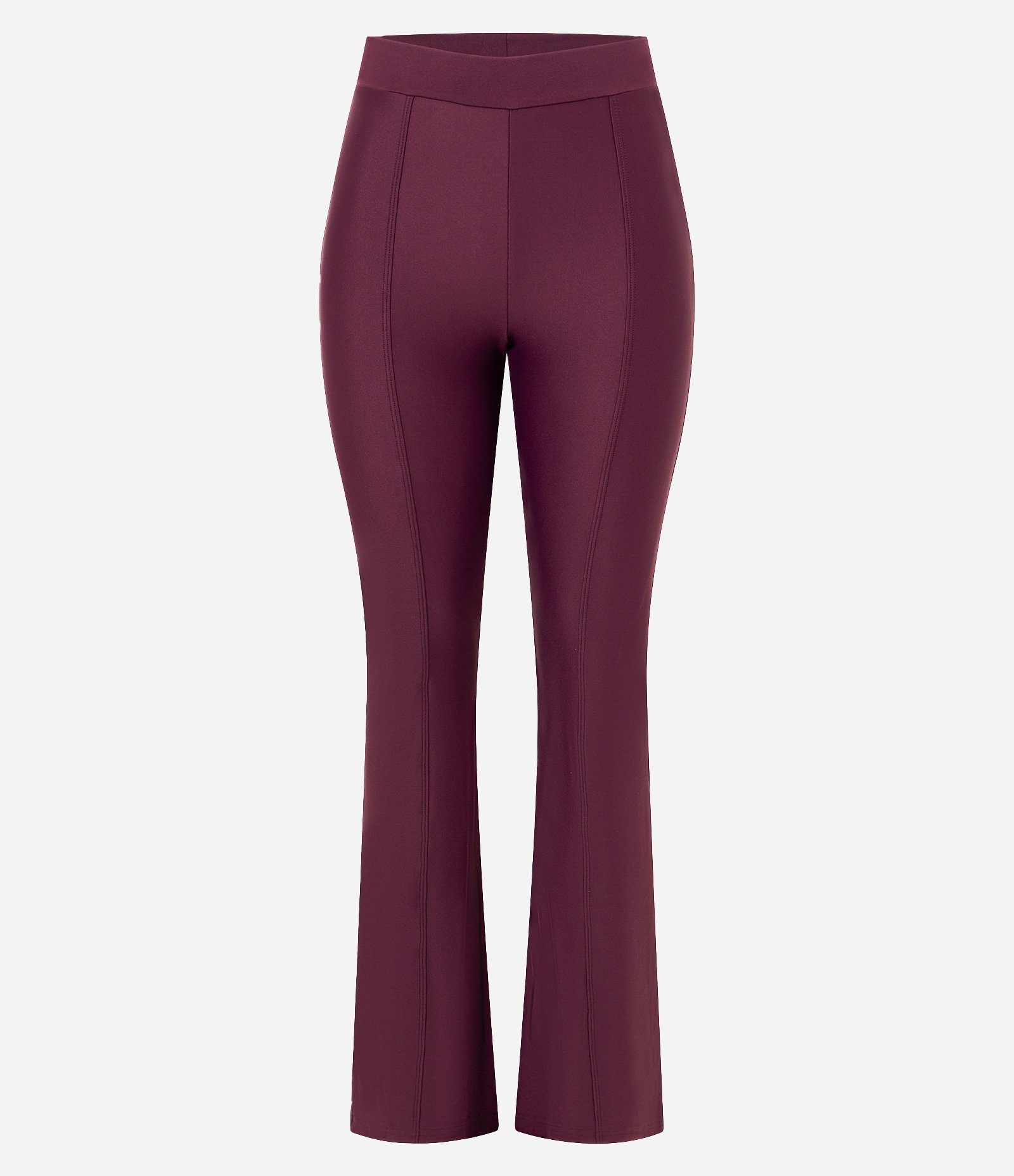 Calça Flare Esportiva em Microfibra com Frisos Frontais Vinho 5