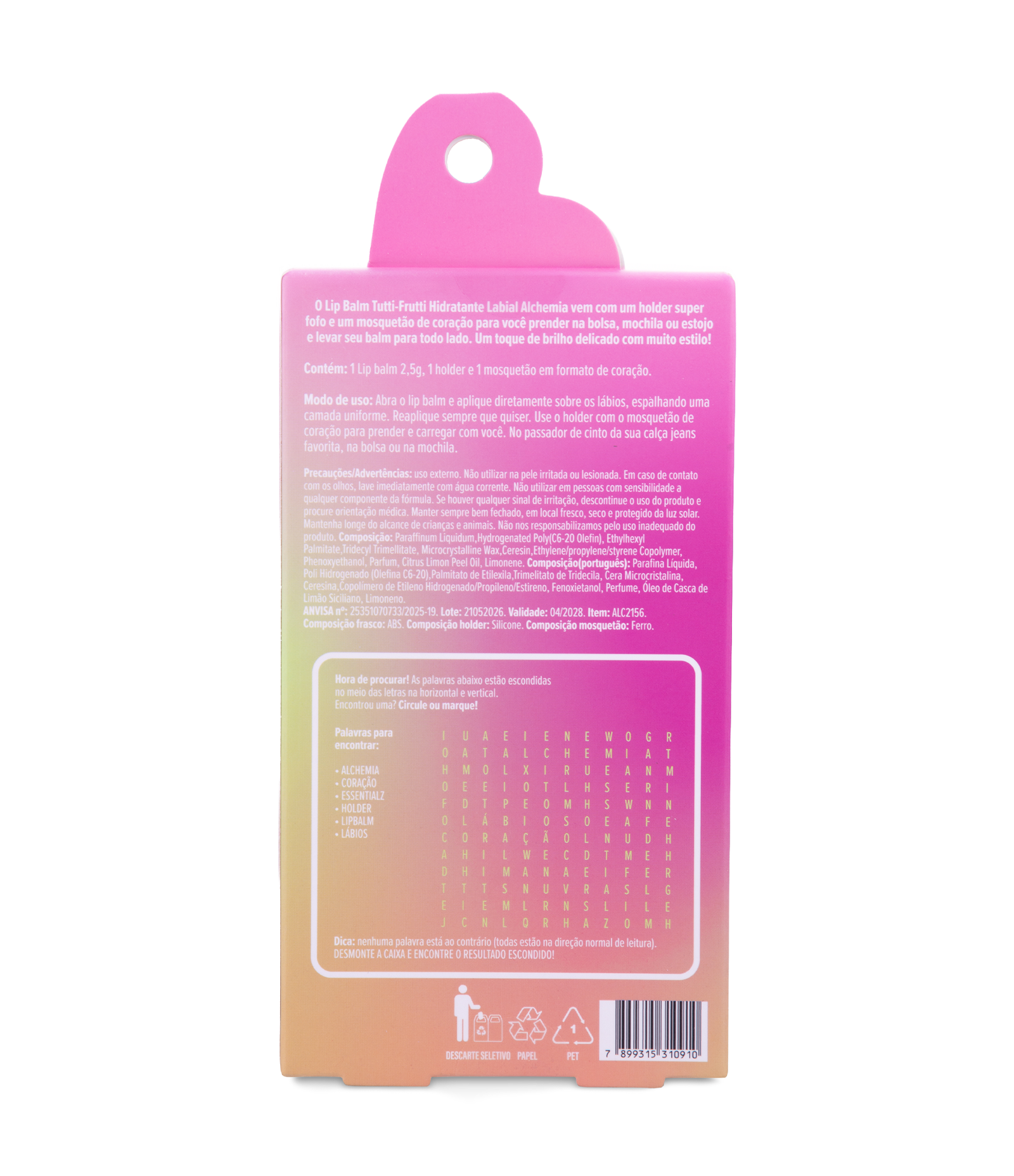 Lip Balm com Holder Tutti Fruti Alchemia KIT 2