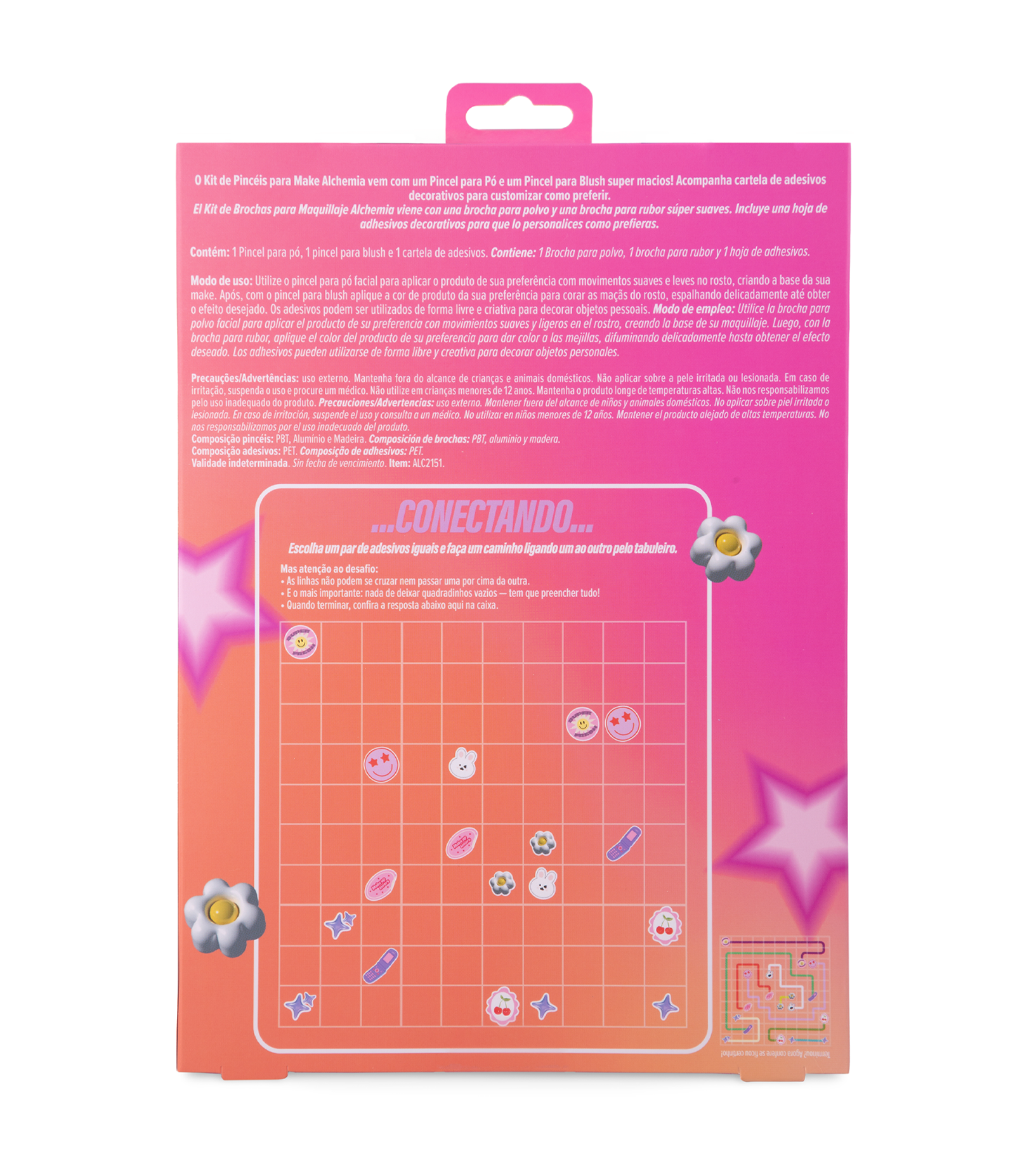 Kit com Pinceis para Make + Adesivos Alchemia Rosa 3