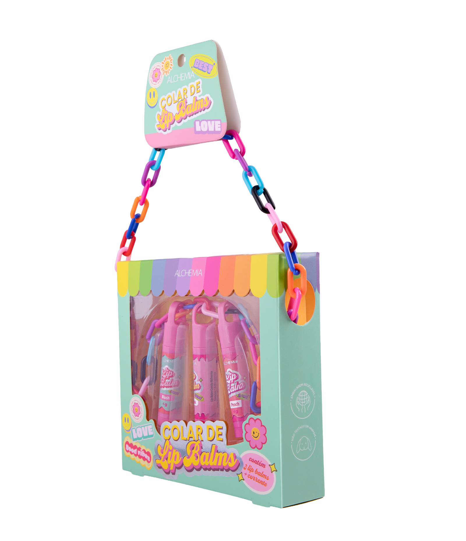 Colar com 3 Lip Balms + Corrente Alchemia KIT 2
