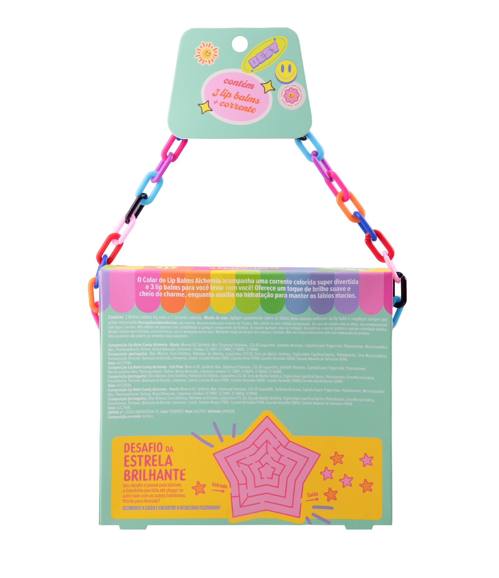 Colar com 3 Lip Balms + Corrente Alchemia KIT 3