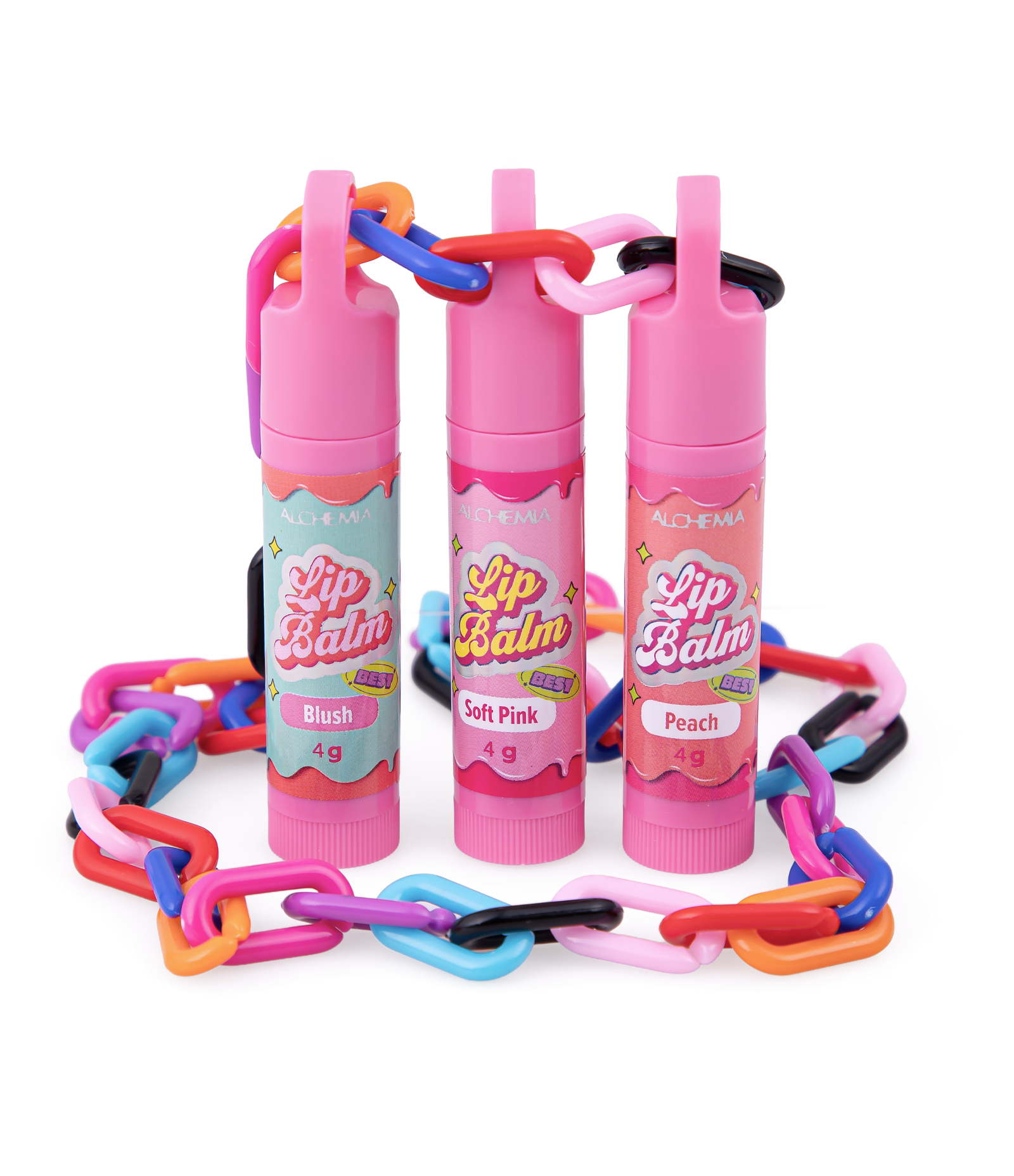 Colar com 3 Lip Balms + Corrente Alchemia KIT 4