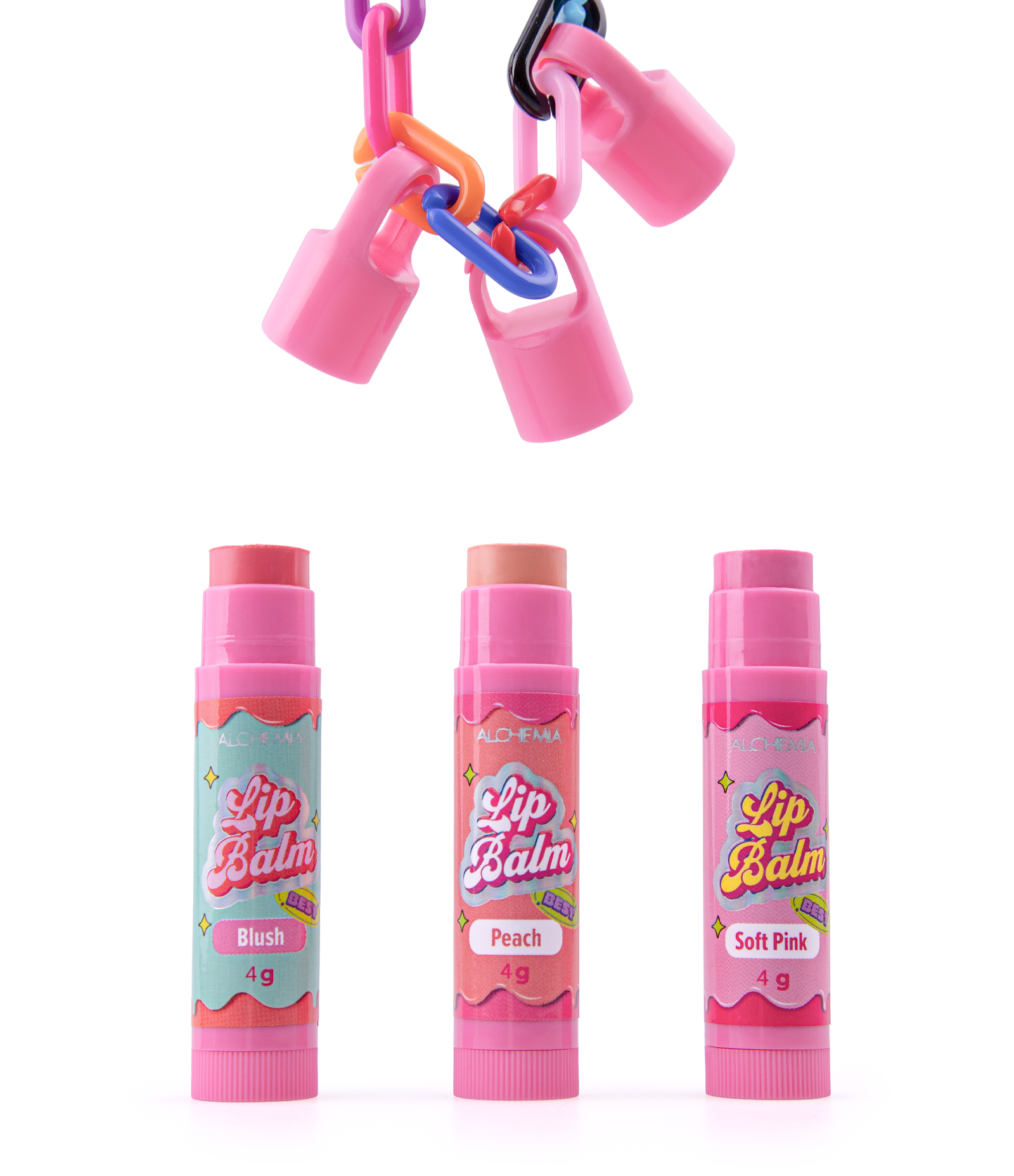 Colar com 3 Lip Balms + Corrente Alchemia KIT 5