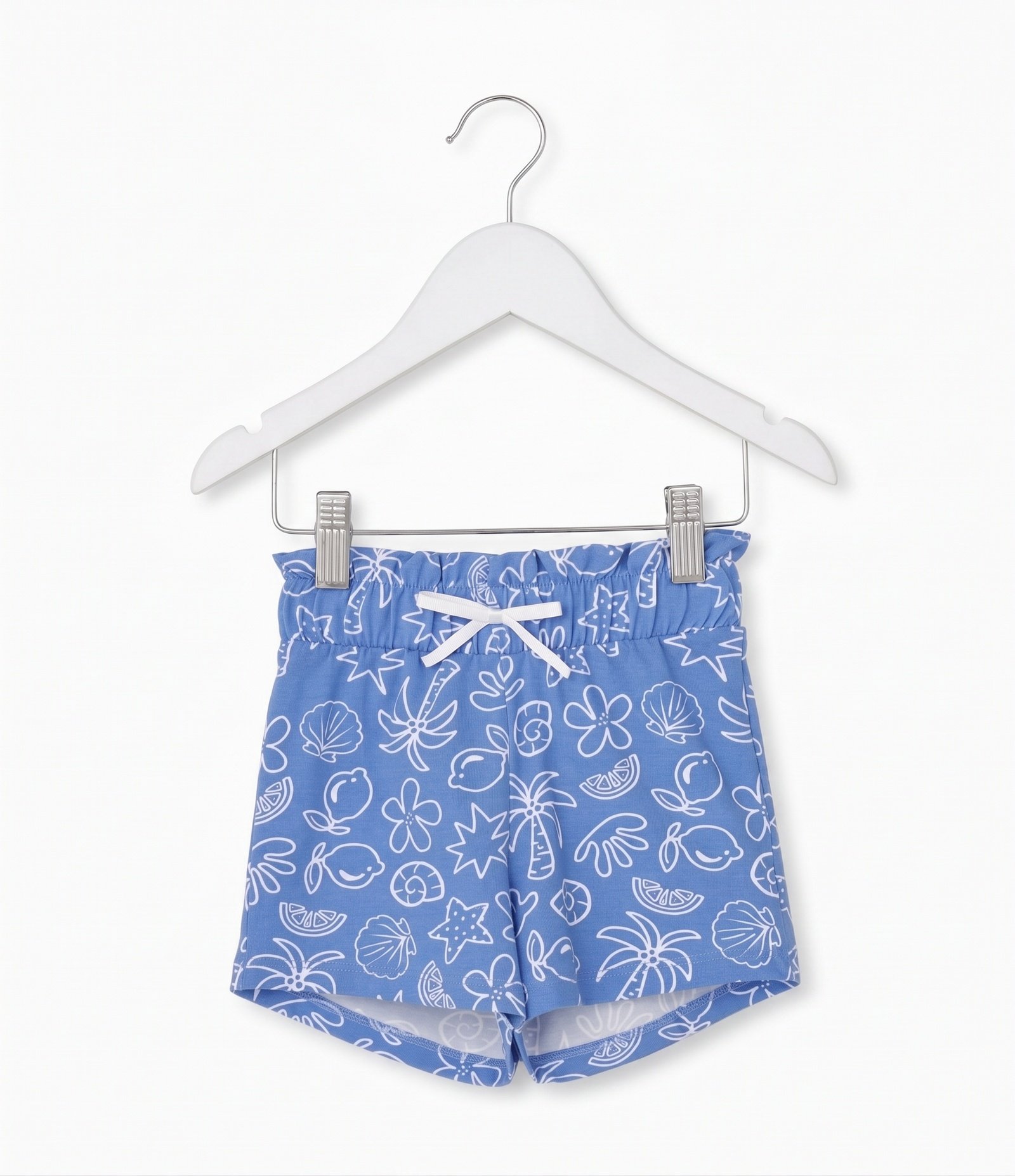 Bermuda Infantil Evasê em Cotton com Estampa Fundo do Mar - Tam 1 a 6 Anos Azul 1