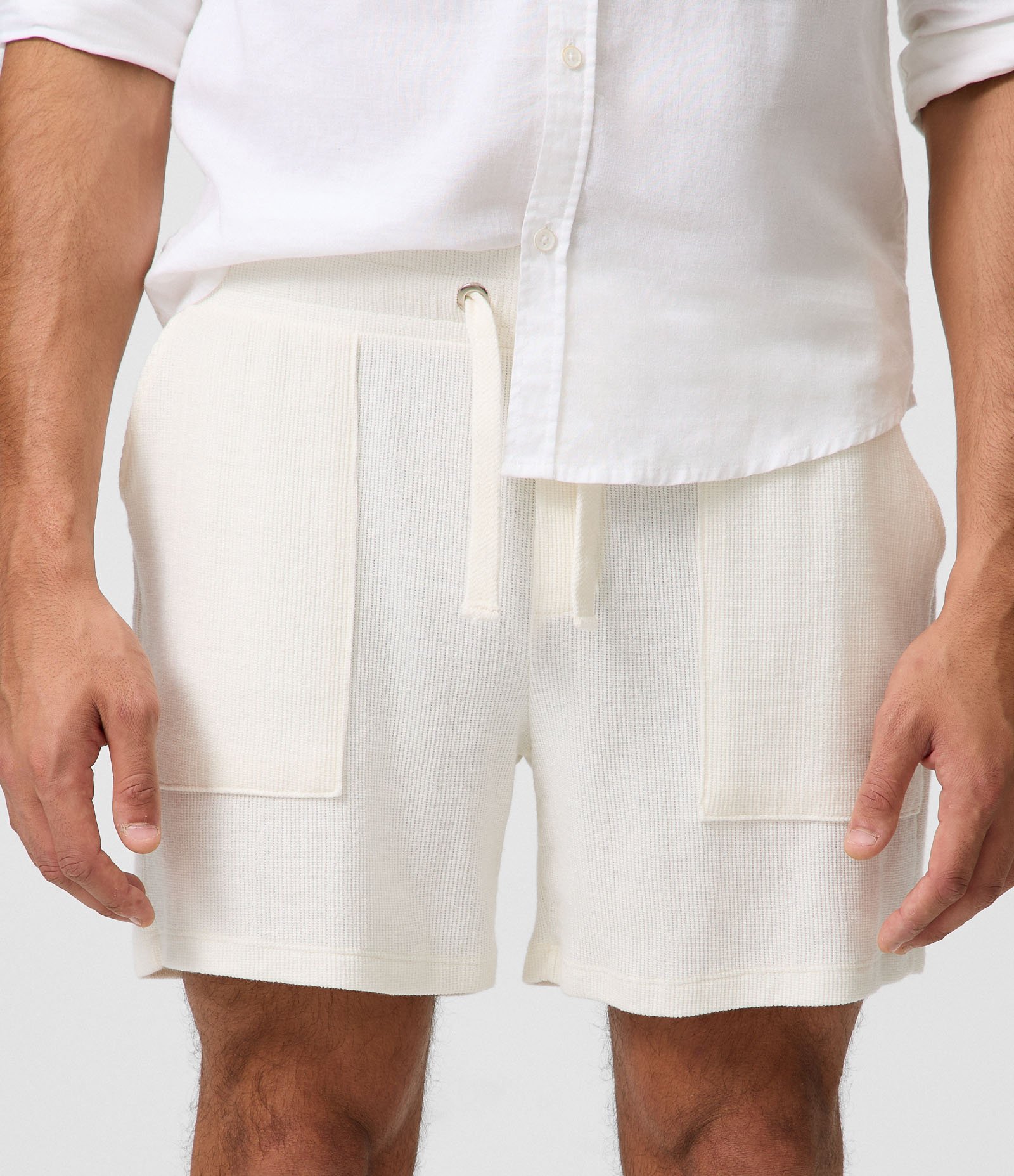 Bermuda Reta Texturizada em Cotton com Cós Elástico Off White 3