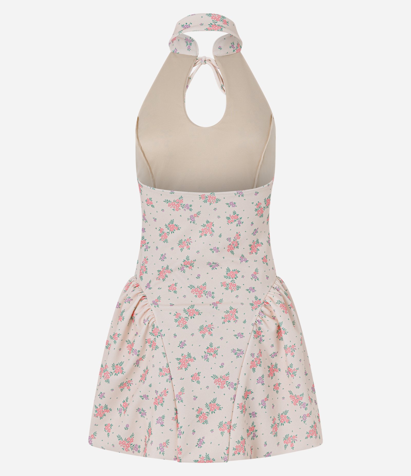 Vestido Halter Floral com Anquinhas e Decote Gota Rosa Claro 7