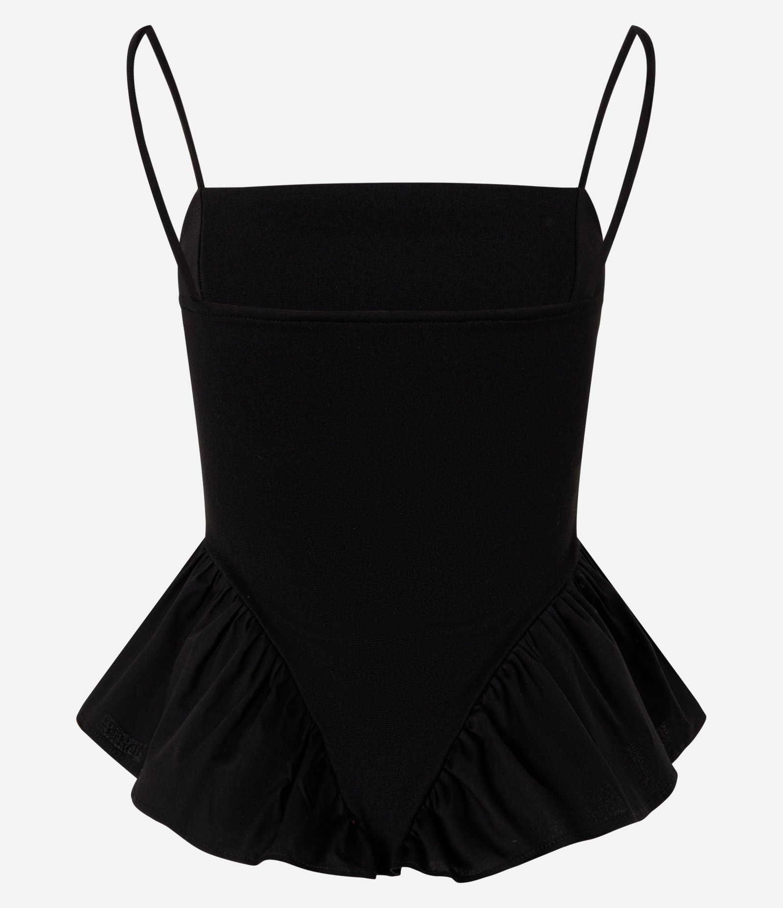 Blusa Peplum em Ponto Roma com Recortes e Alcinha Preto 2