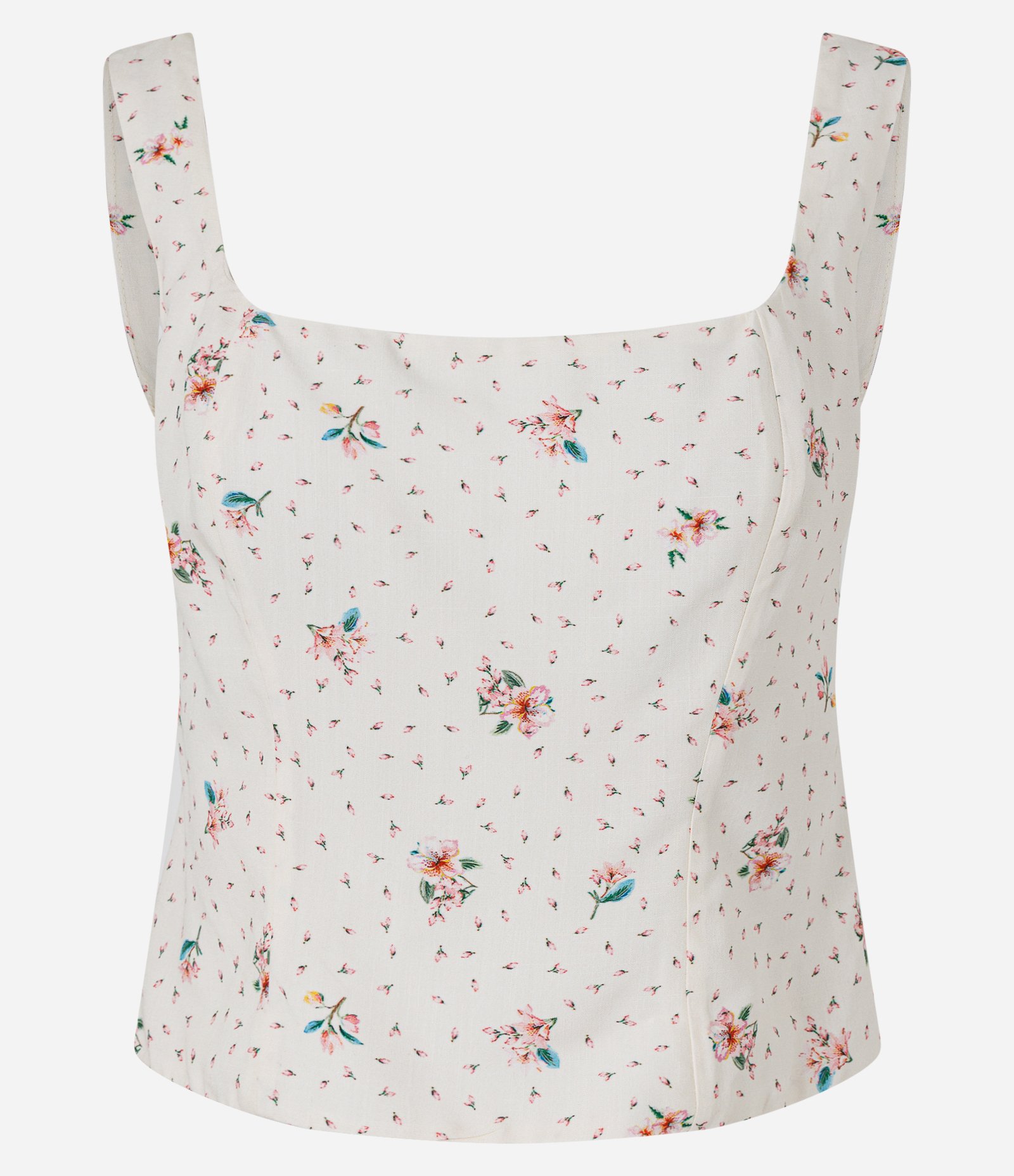 Blusa Corset em Viscose com Estampa Floral Branco 1