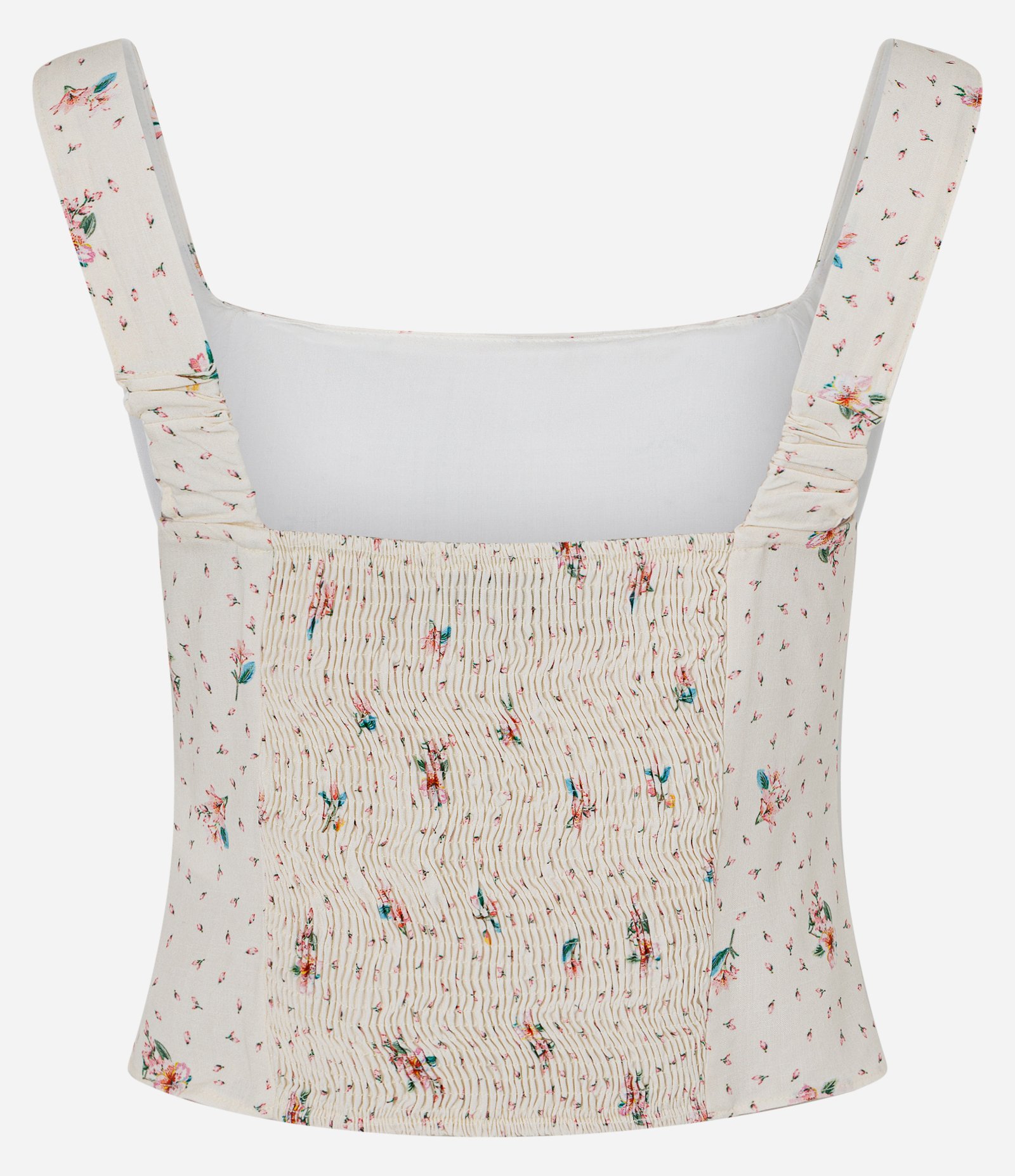 Blusa Corset em Viscose com Estampa Floral Branco 2