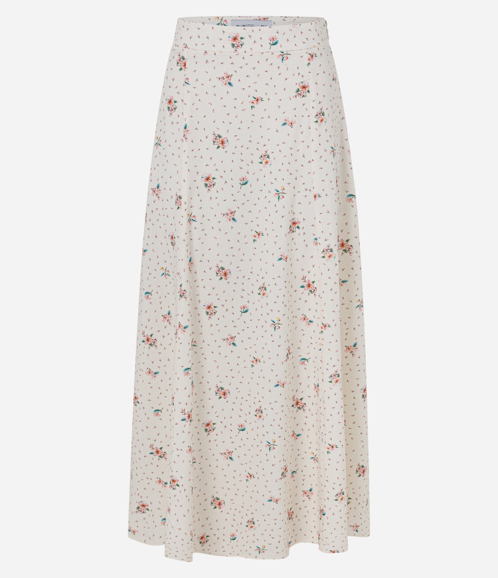 Saia Midi Godê em Viscose com Estampa Floral Bouquet Branco 1