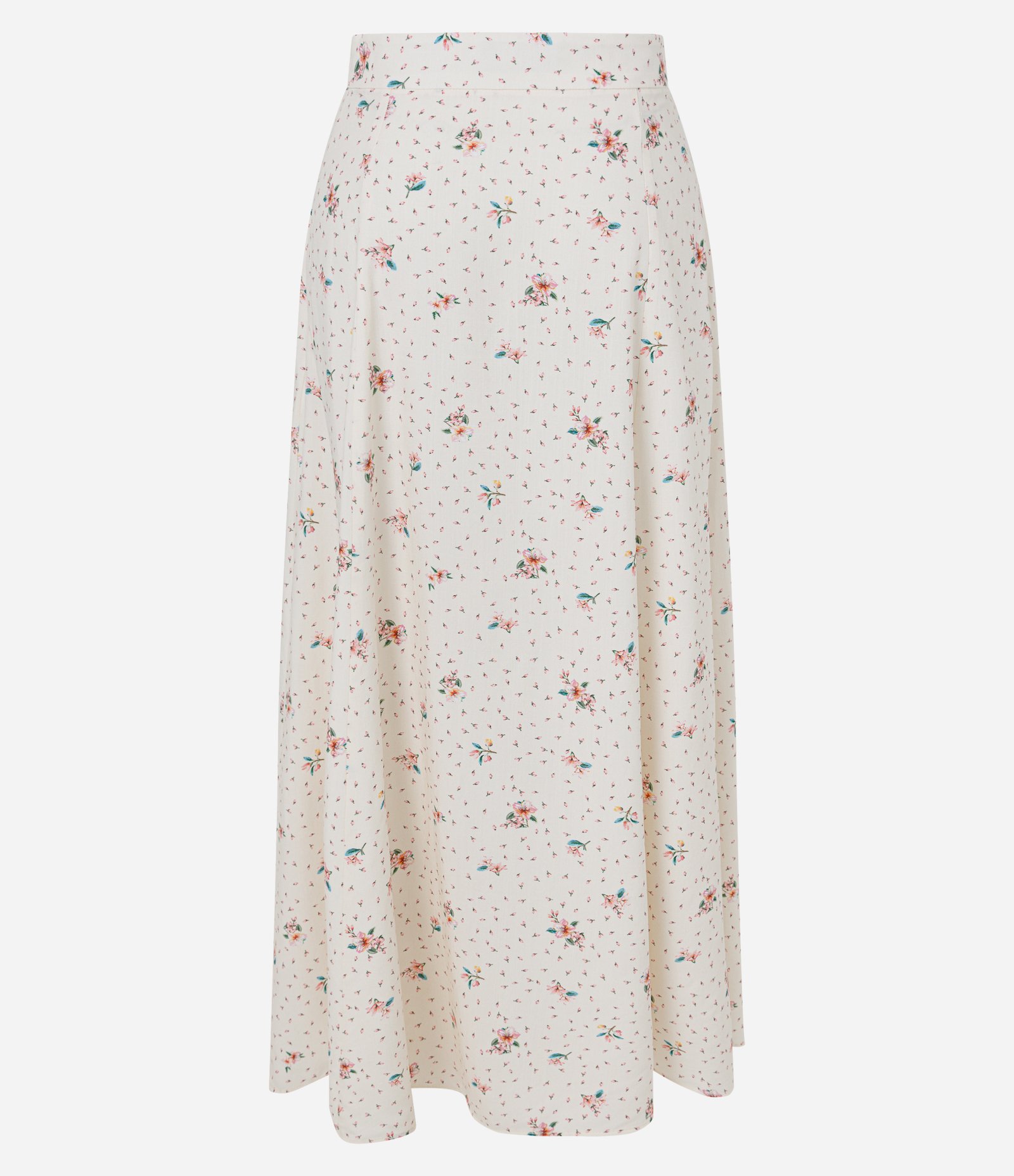 Saia Midi Godê em Viscose com Estampa Floral Bouquet Branco 2