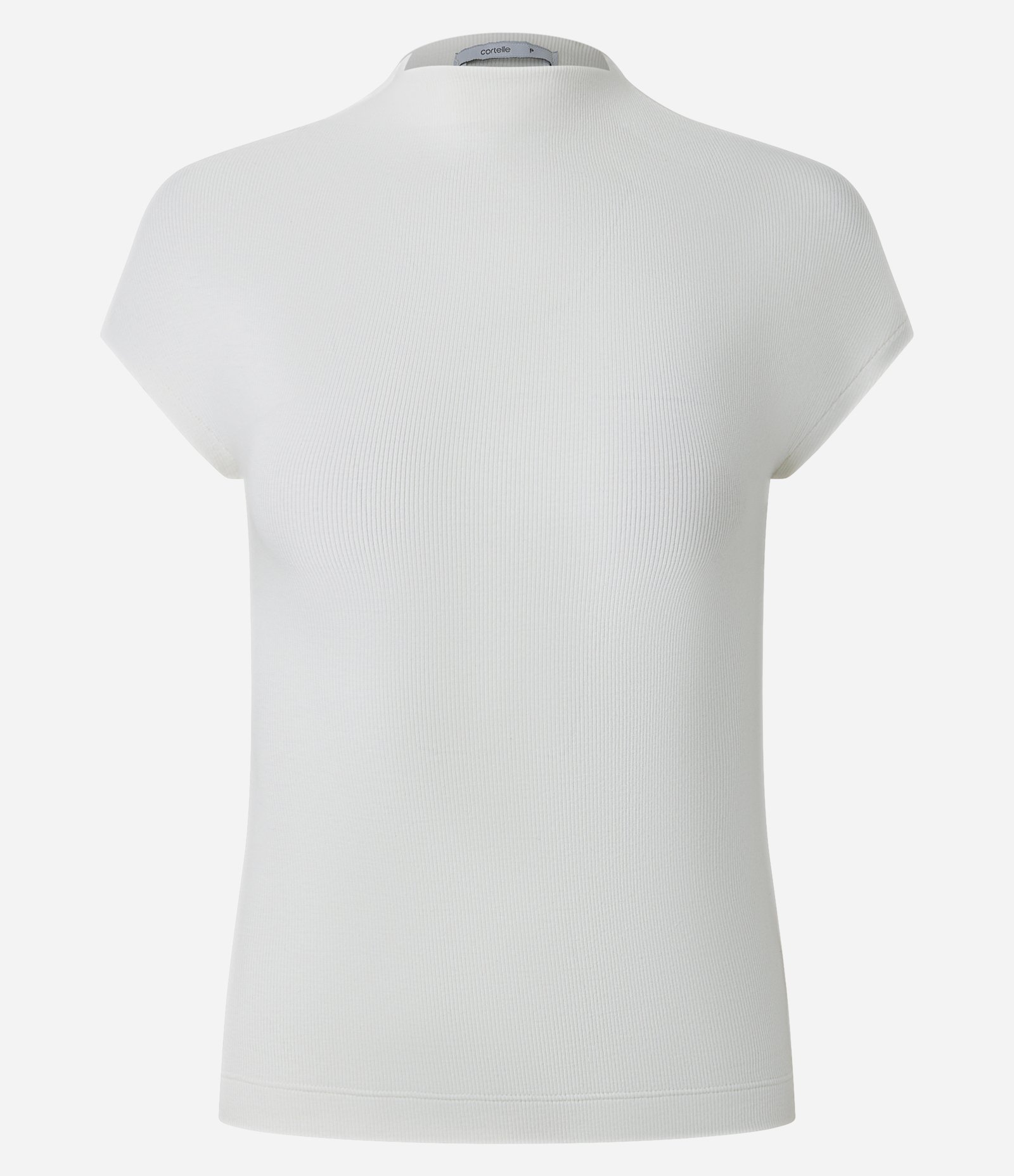 Blusa Ajustada em Ribana com Gola Alta Branco 1
