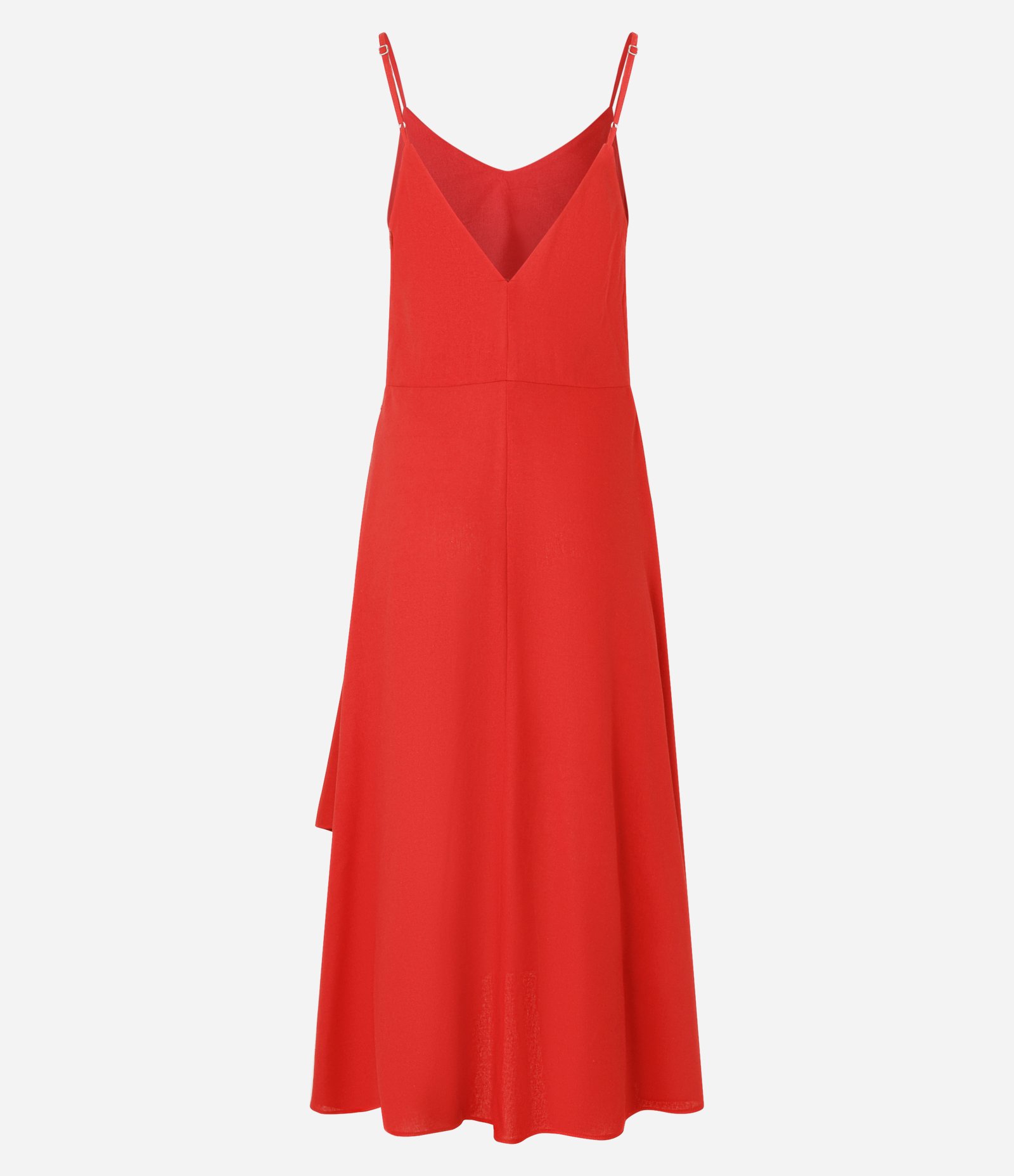 Vestido Evasê em Viscolinho com Barra Assimétrica Vermelho 2