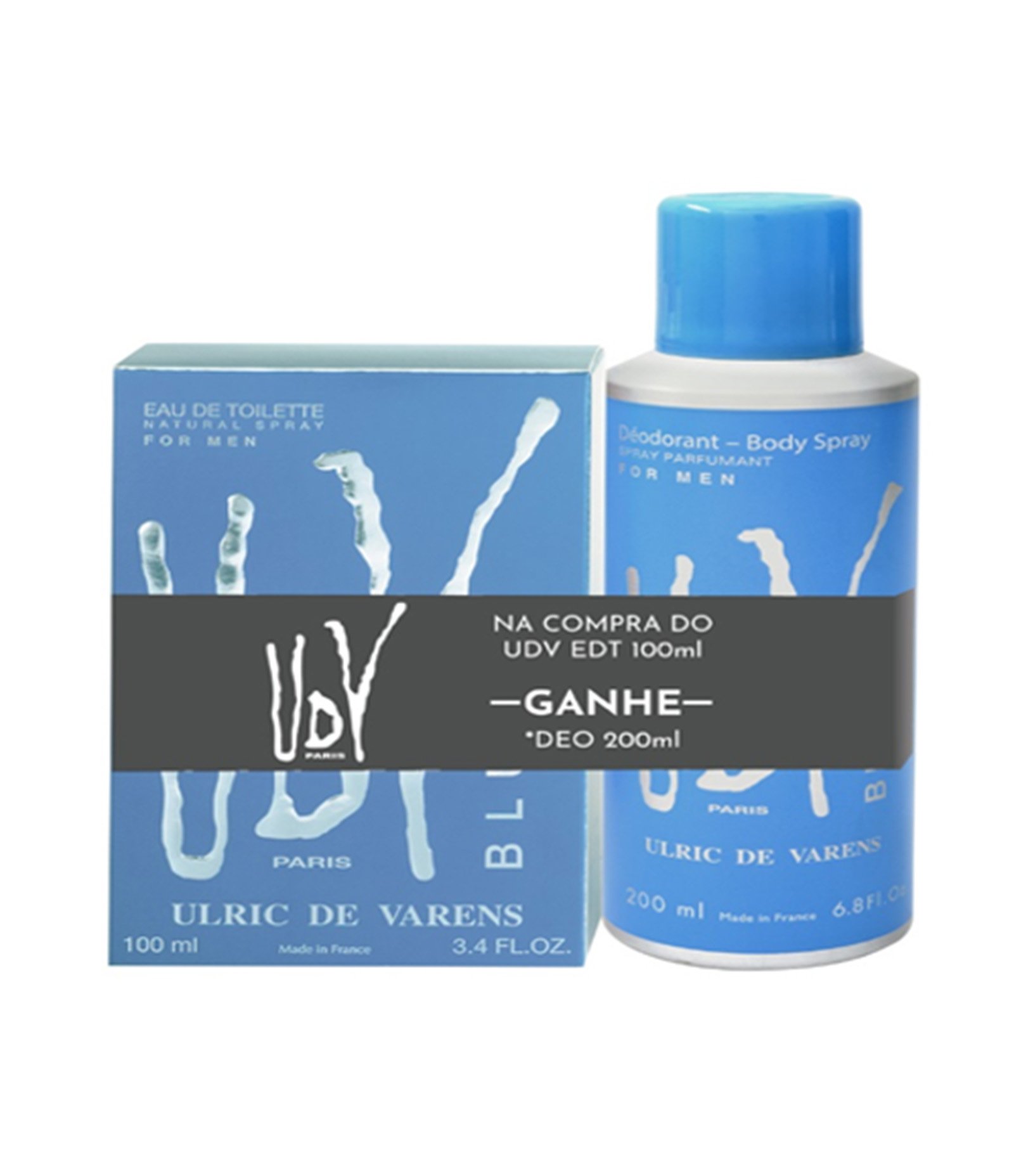 Kit Perfume Ulric de Varens Blue EDT 100ml + Deo 200ml + Cinta KIT 2