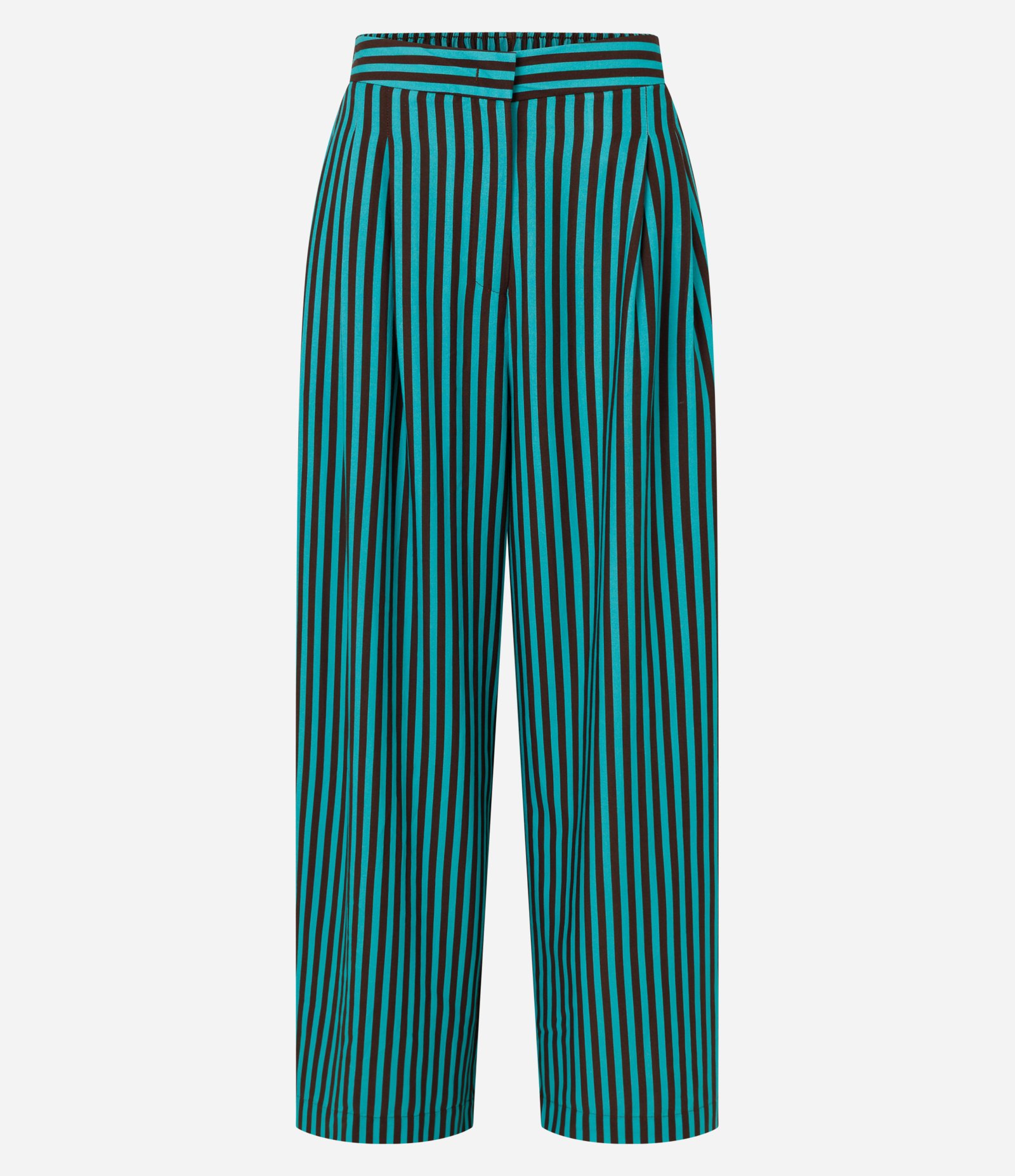 Calça Alfaiatada em Viscose com Cintura Alta e Listras Verde 6