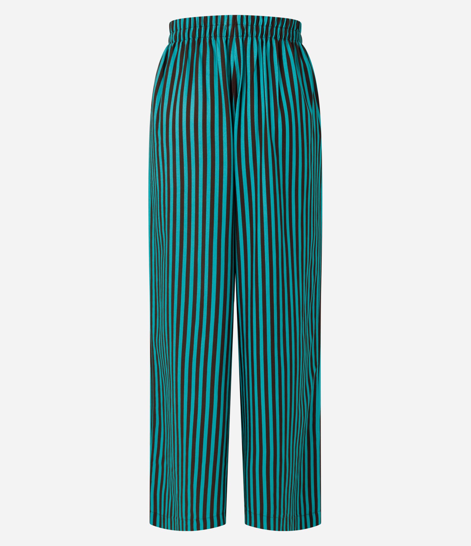 Calça Alfaiatada em Viscose com Cintura Alta e Listras Verde 7
