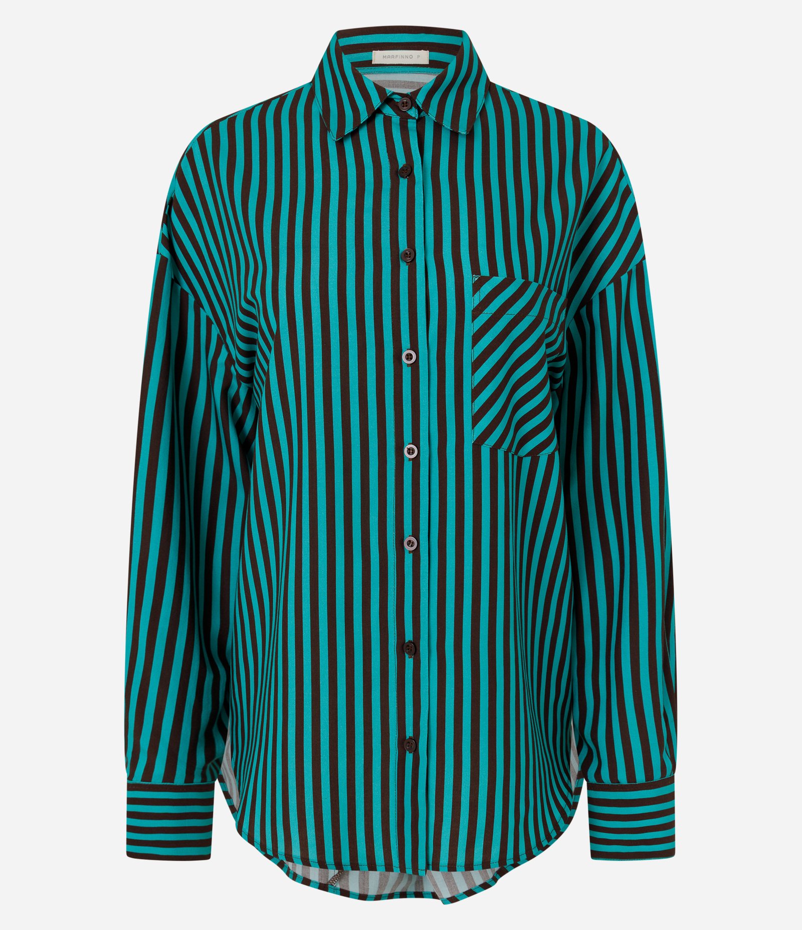 Camisa em Viscose Listrada com Botão nas Costas Verde 5