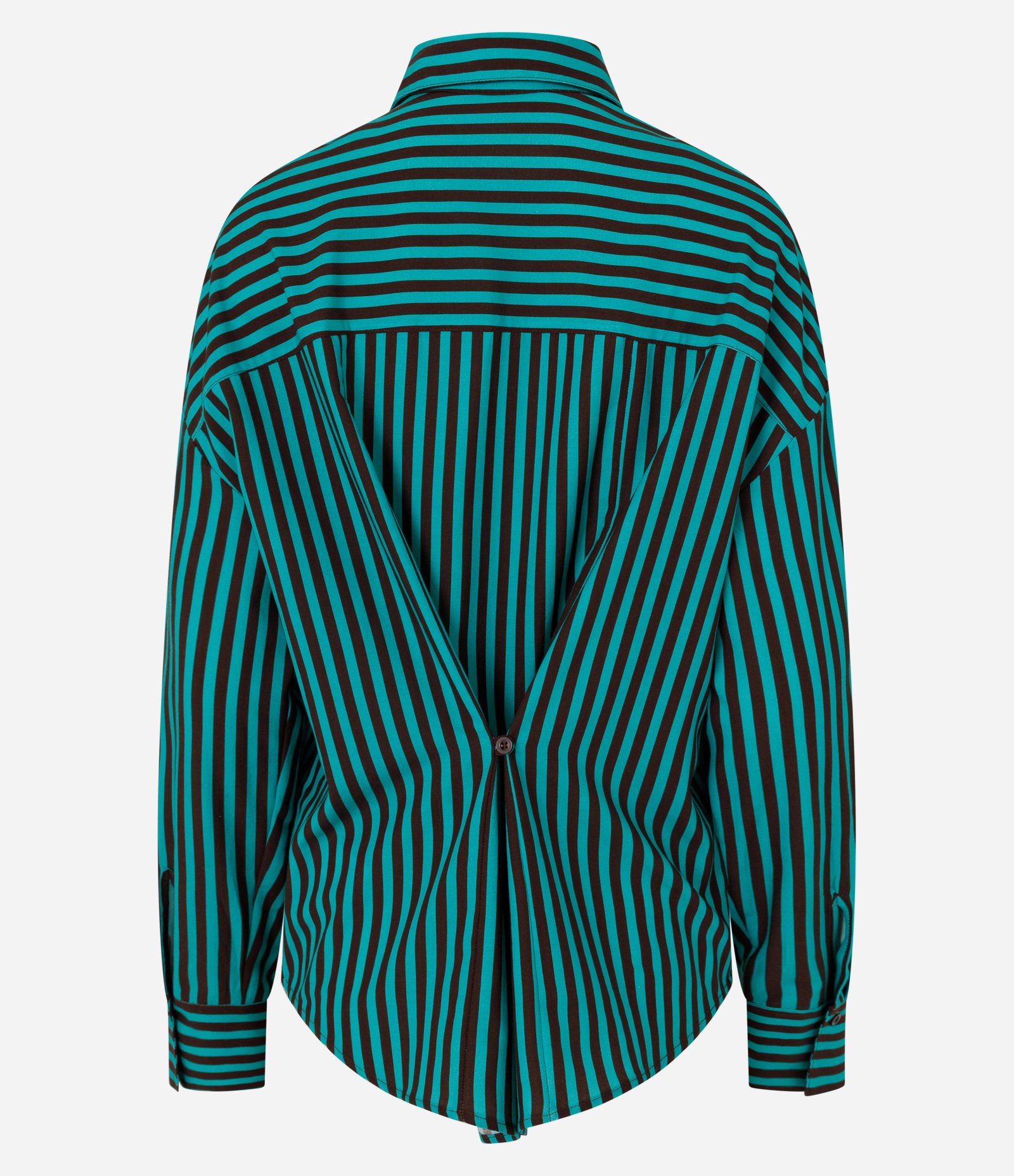 Camisa em Viscose Listrada com Botão nas Costas Verde 6