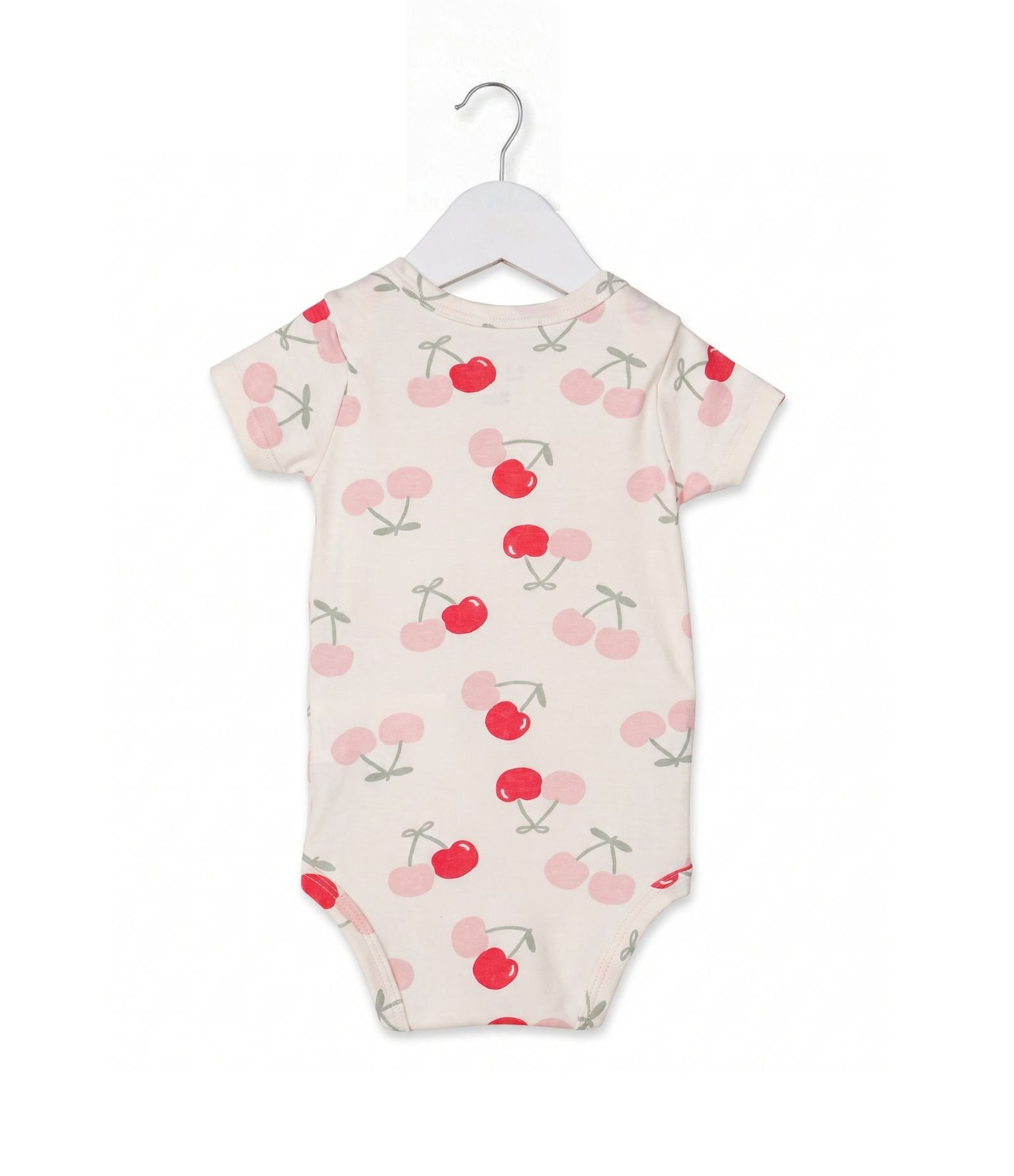 Body Bebê em Cotton Estampa de Cerejas com Gola Americana - Tam 0 a 18 Meses Bege 5