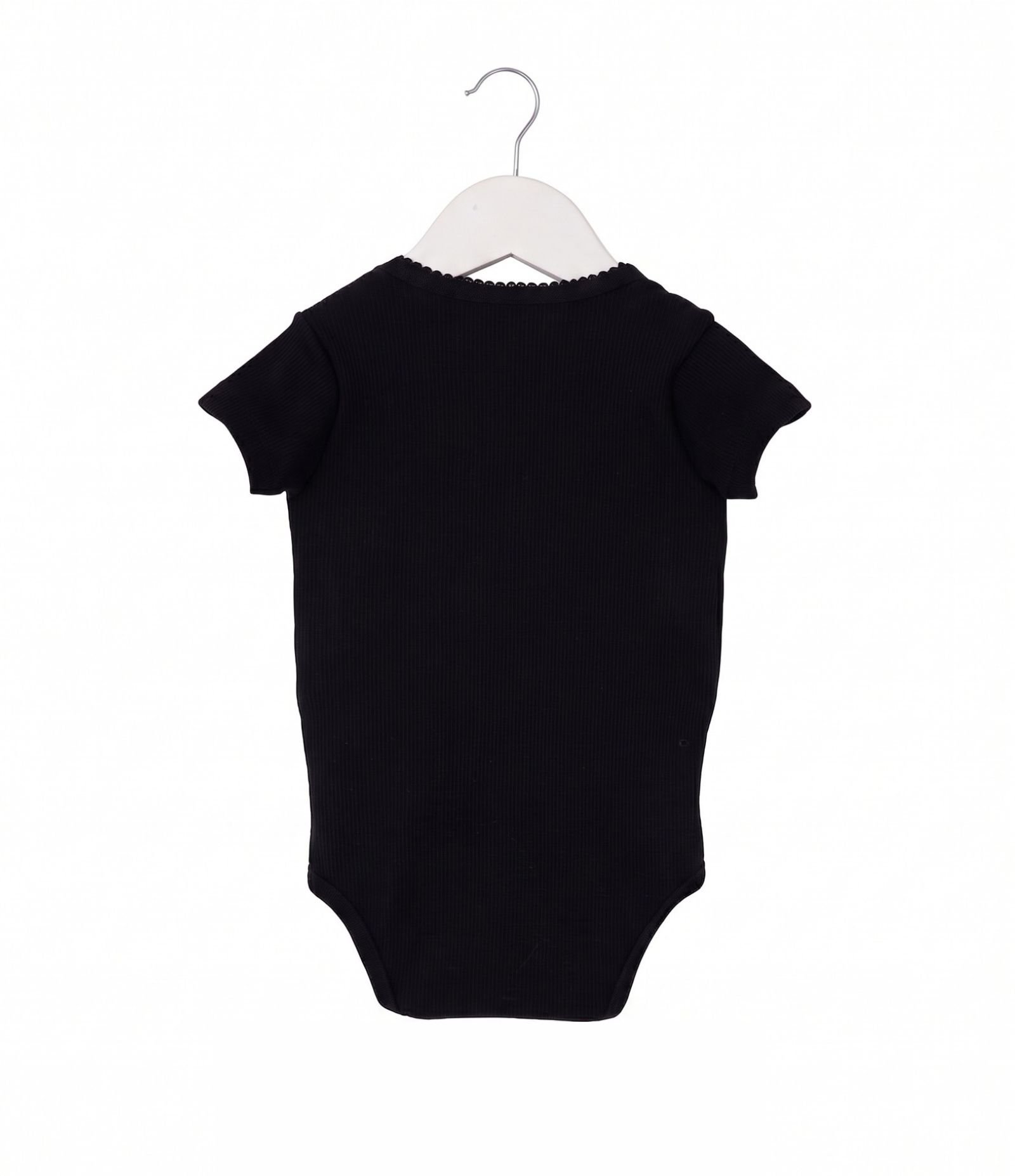 Body Bebê em Cotton com Laço na Gola e Textura Canelada - Tam 0 a 18 Meses Preto 2