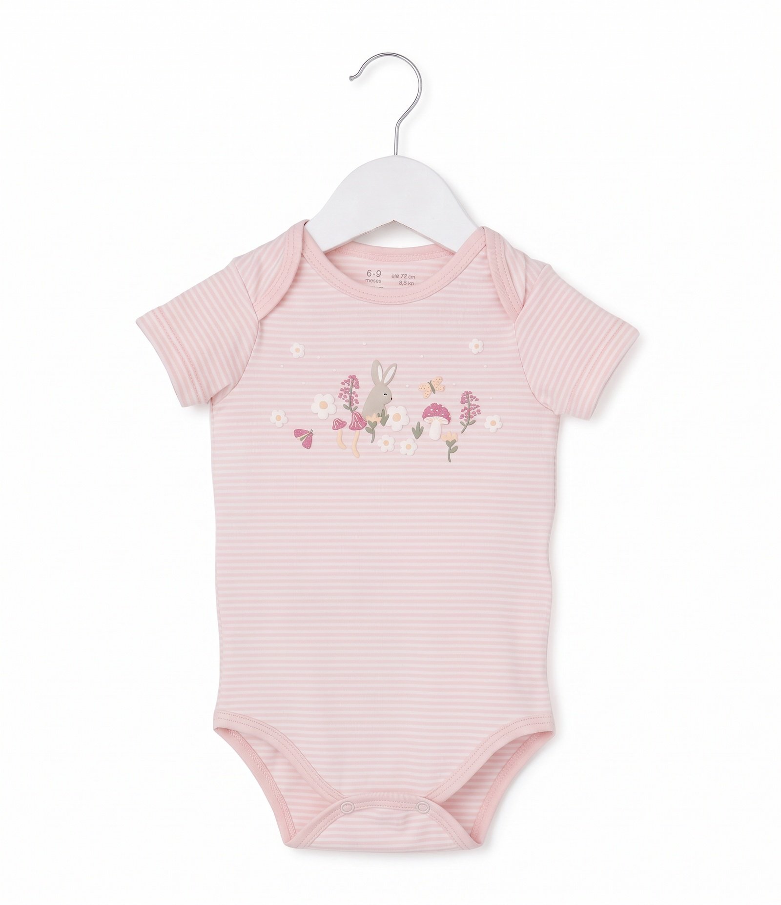 Body Bebê em Cotton Listrado com Silk Puff e Glitter - Tam 0 a 18 Meses Branco 4
