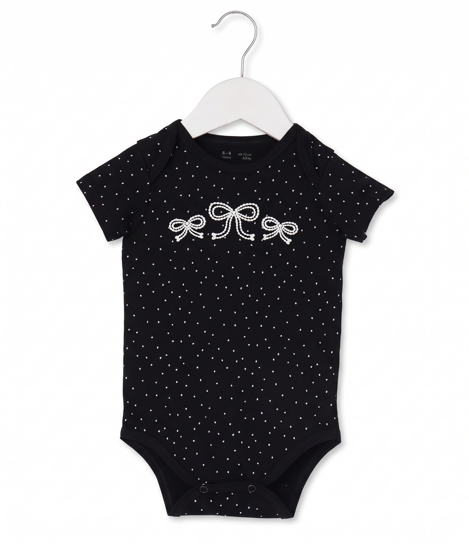 Body Bebê em Cotton Estampa Laços - Tam 0 a 18 Meses Preto 4