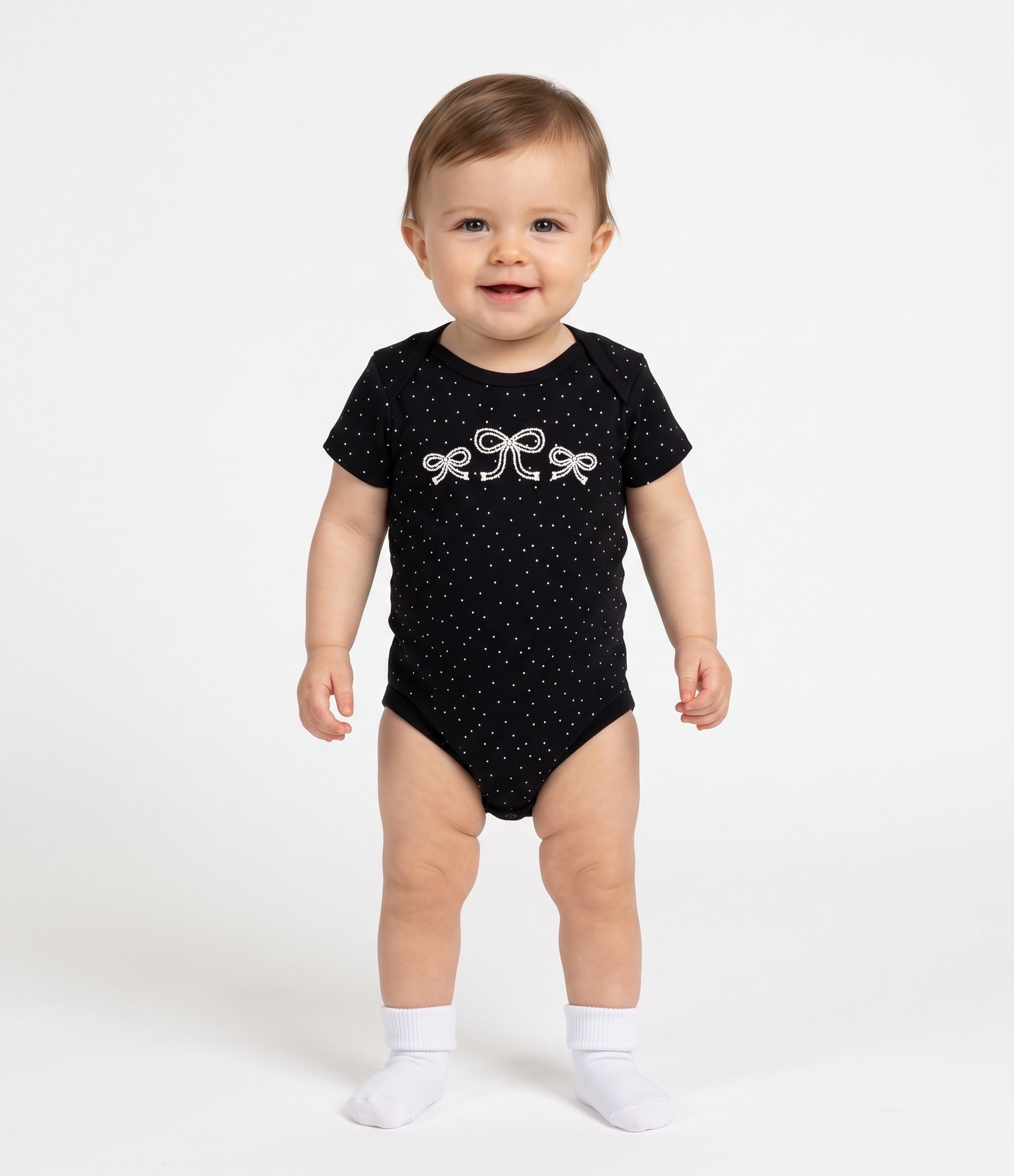 Body Bebê em Cotton Estampa Laços - Tam 0 a 18 Meses Preto 2