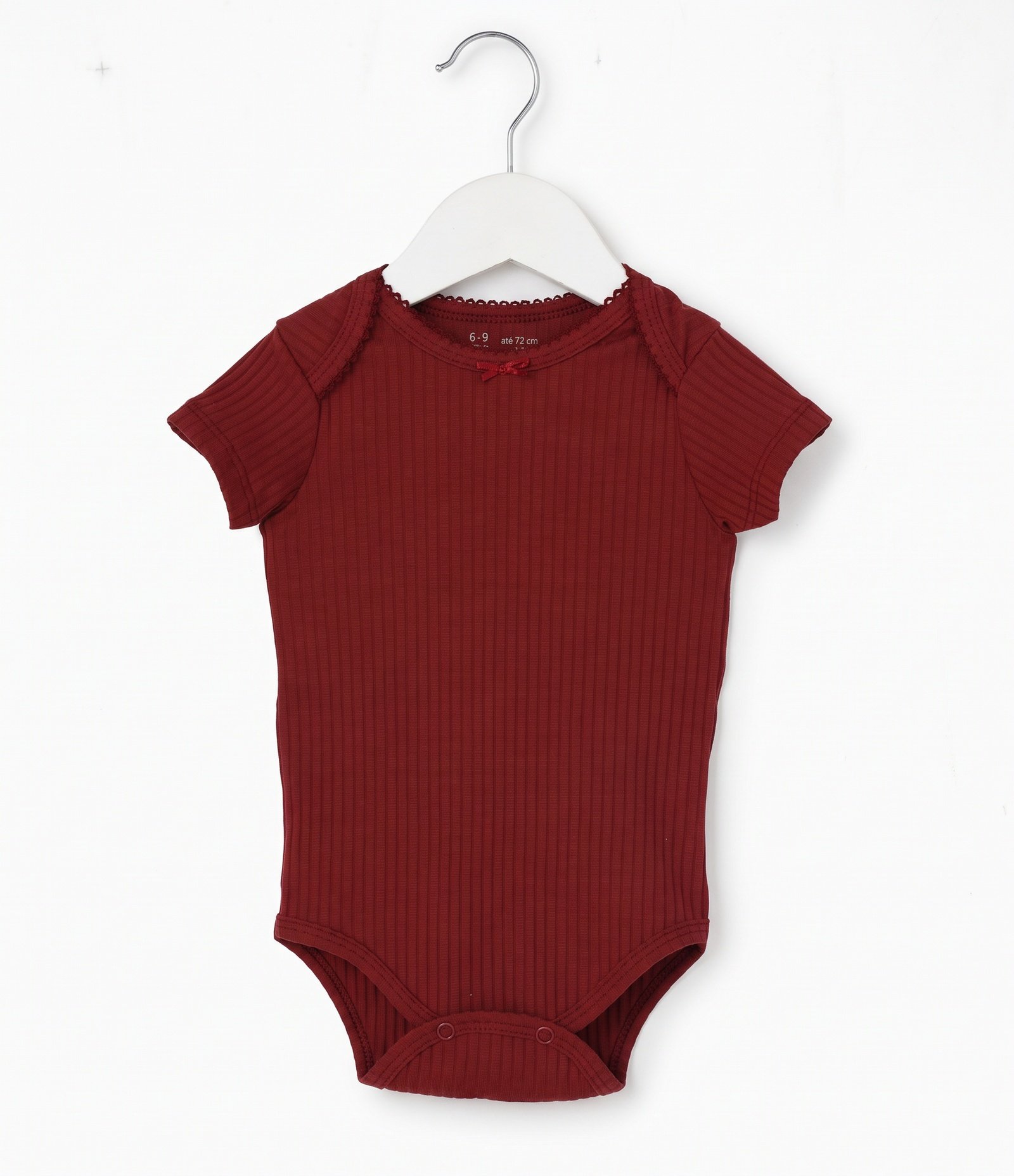 Body Bebê em Cotton com Lacinho na Gola - Tam 0 a 18 Meses Vermelho 1