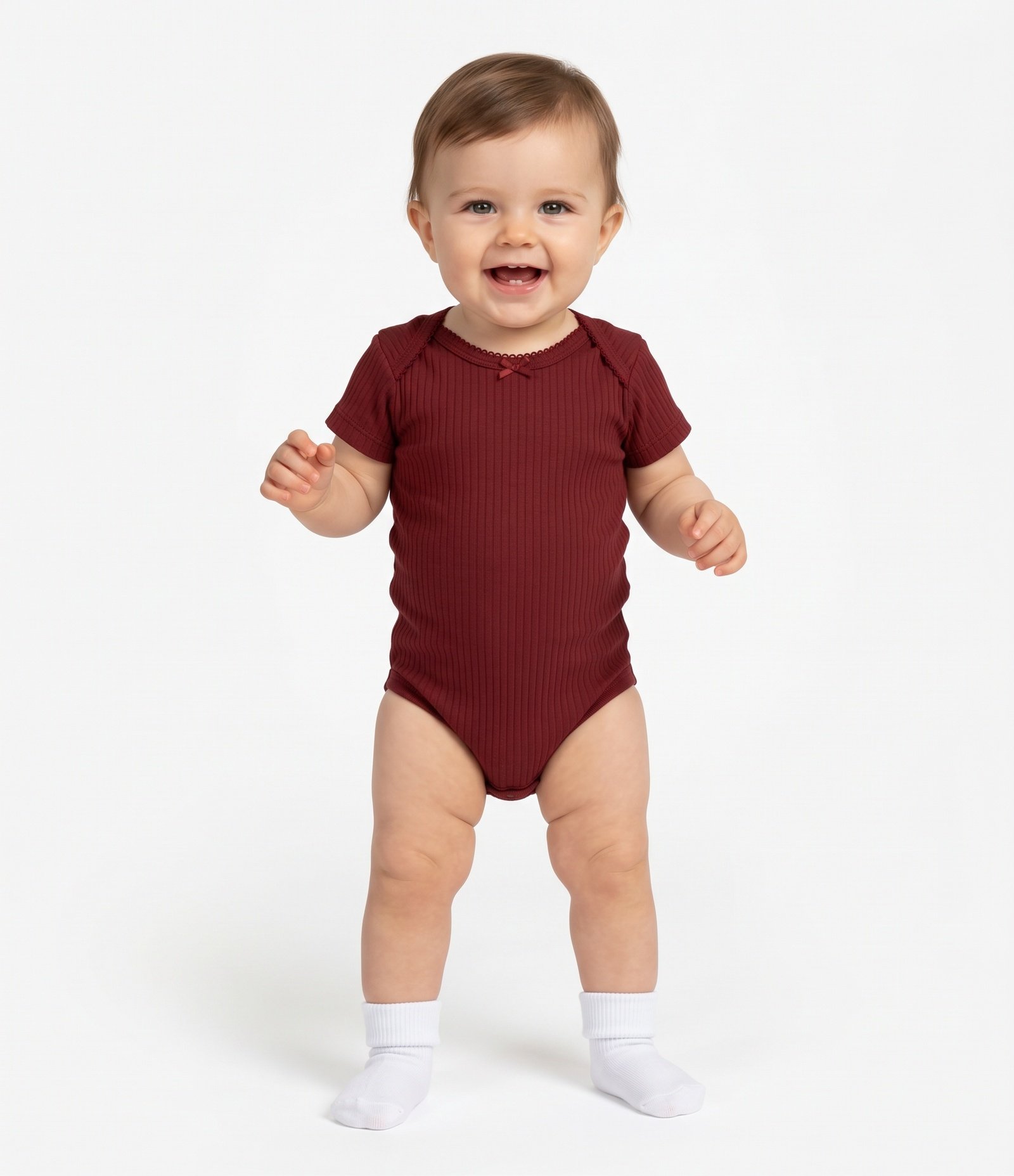Body Bebê em Cotton com Lacinho na Gola - Tam 0 a 18 Meses Vermelho 2