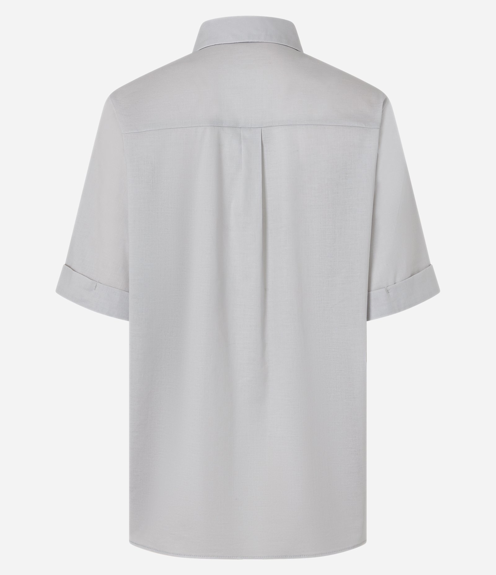 Camisa Alongada em Voal com Brilho Sutil e Gola Colarinho Cinza 2