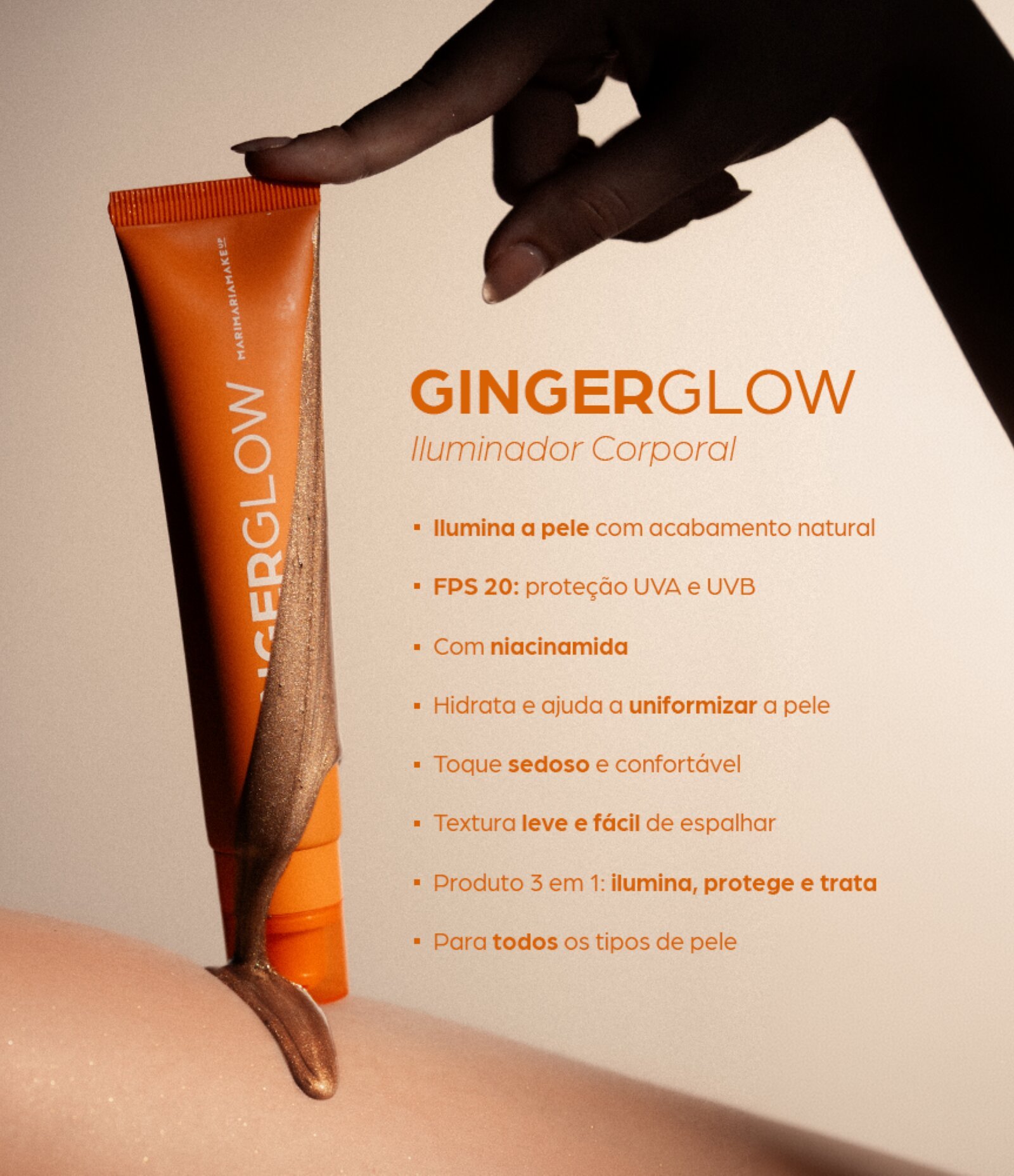 Iluminador Corporal Ginger Glow FPS 20 Mari Maria 75ml 5