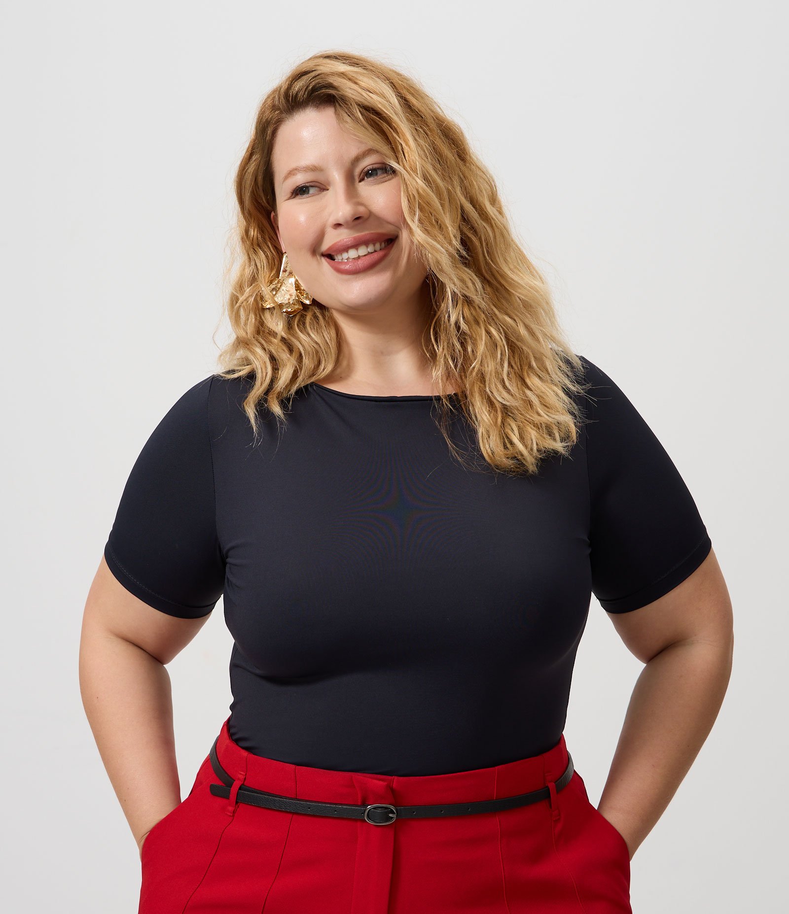 Blusa Ajustada em Microfibra Curve & Plus Size Preto 1
